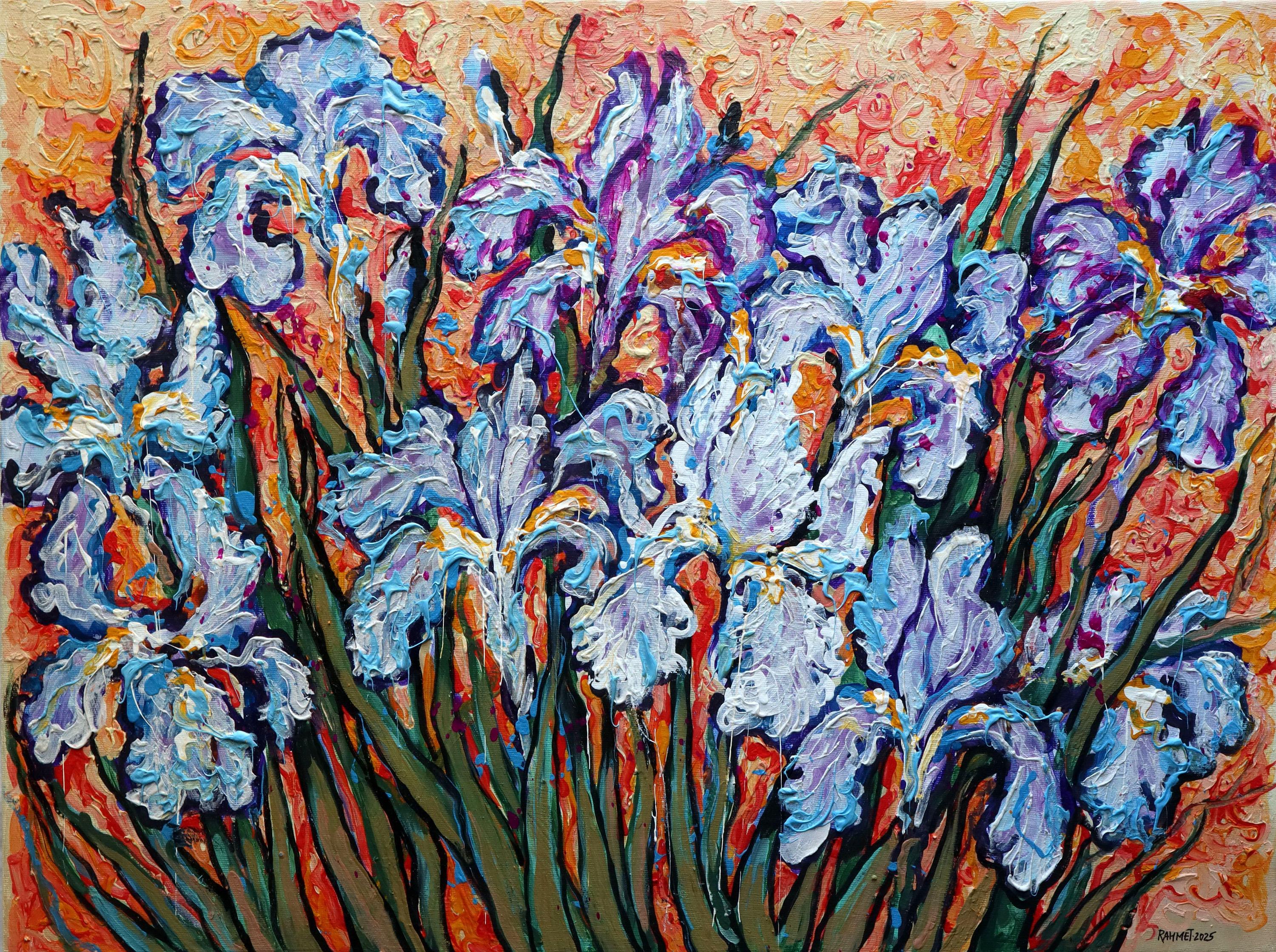 Irises on Gold For Sale 5