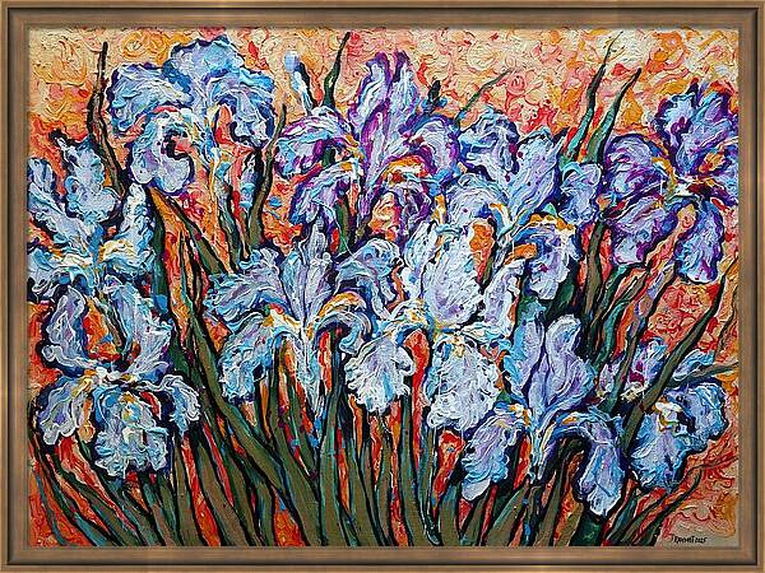 Irises on Gold For Sale 6