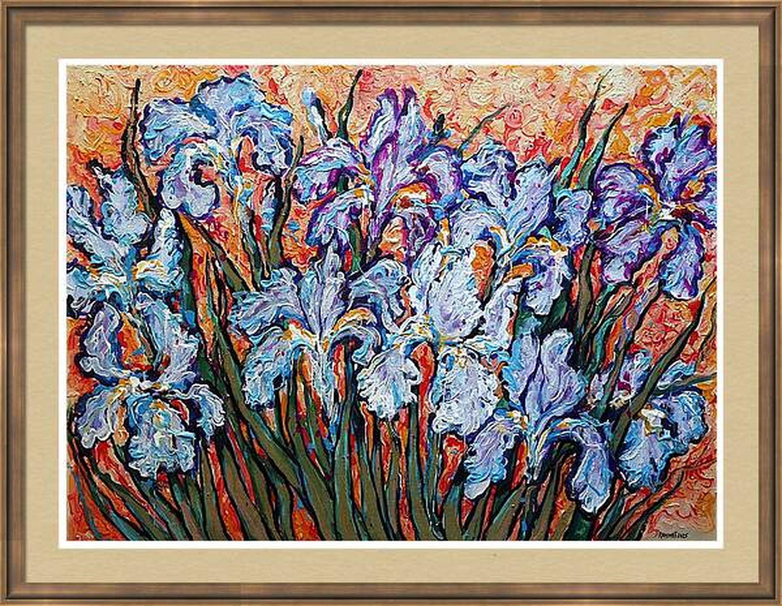 Irises on Gold For Sale 7
