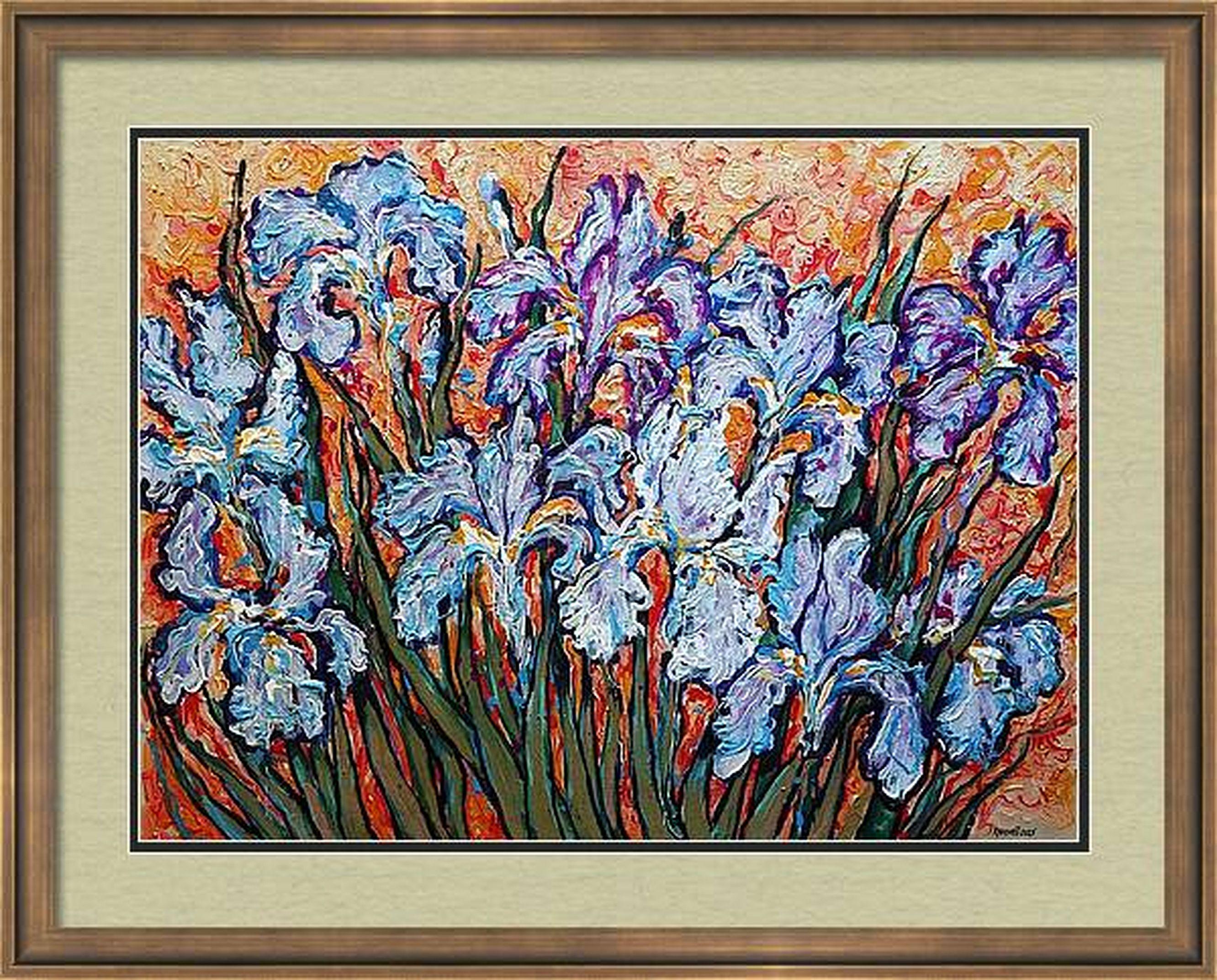 Irises on Gold For Sale 8