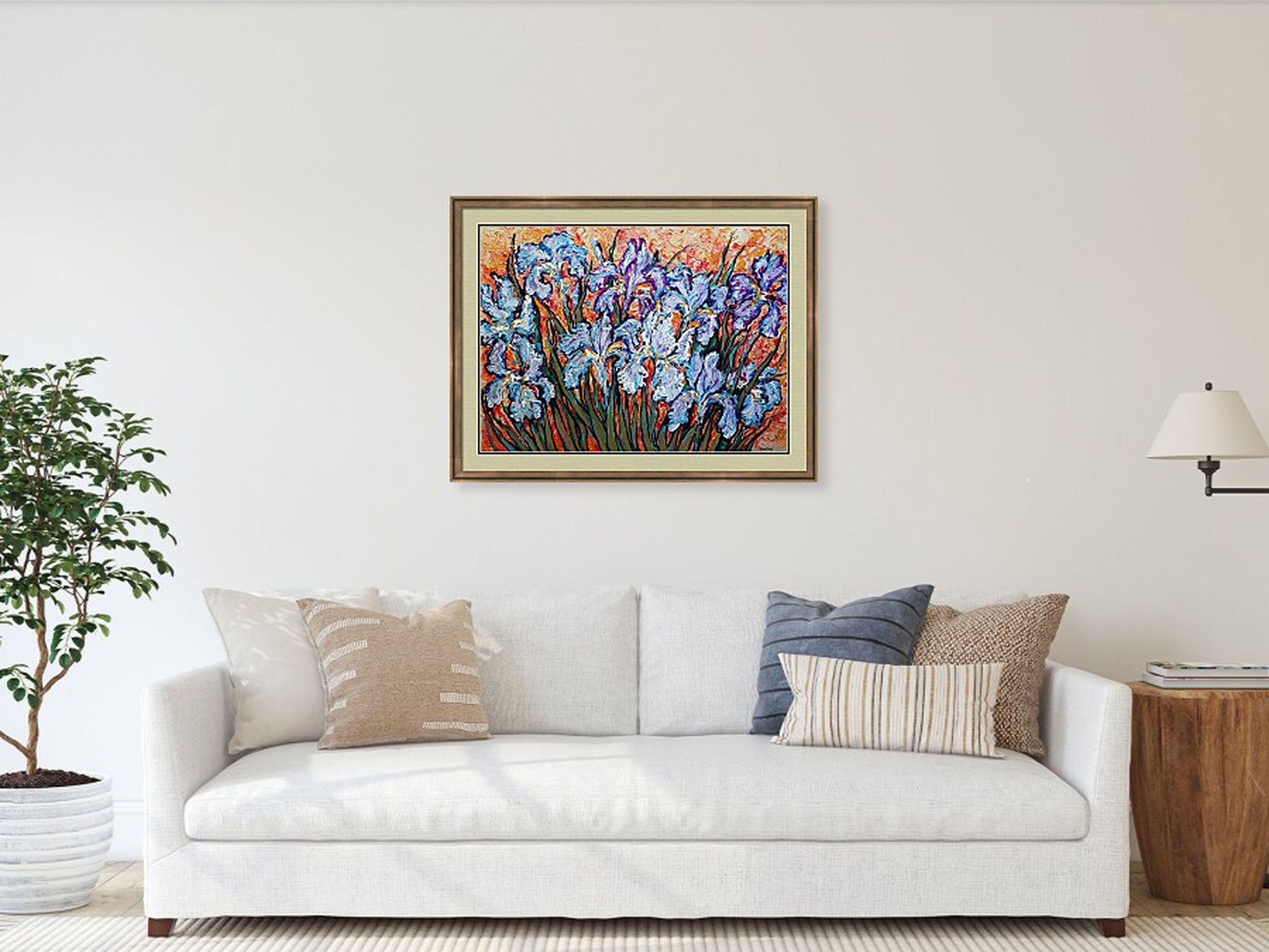 Irises on Gold For Sale 9