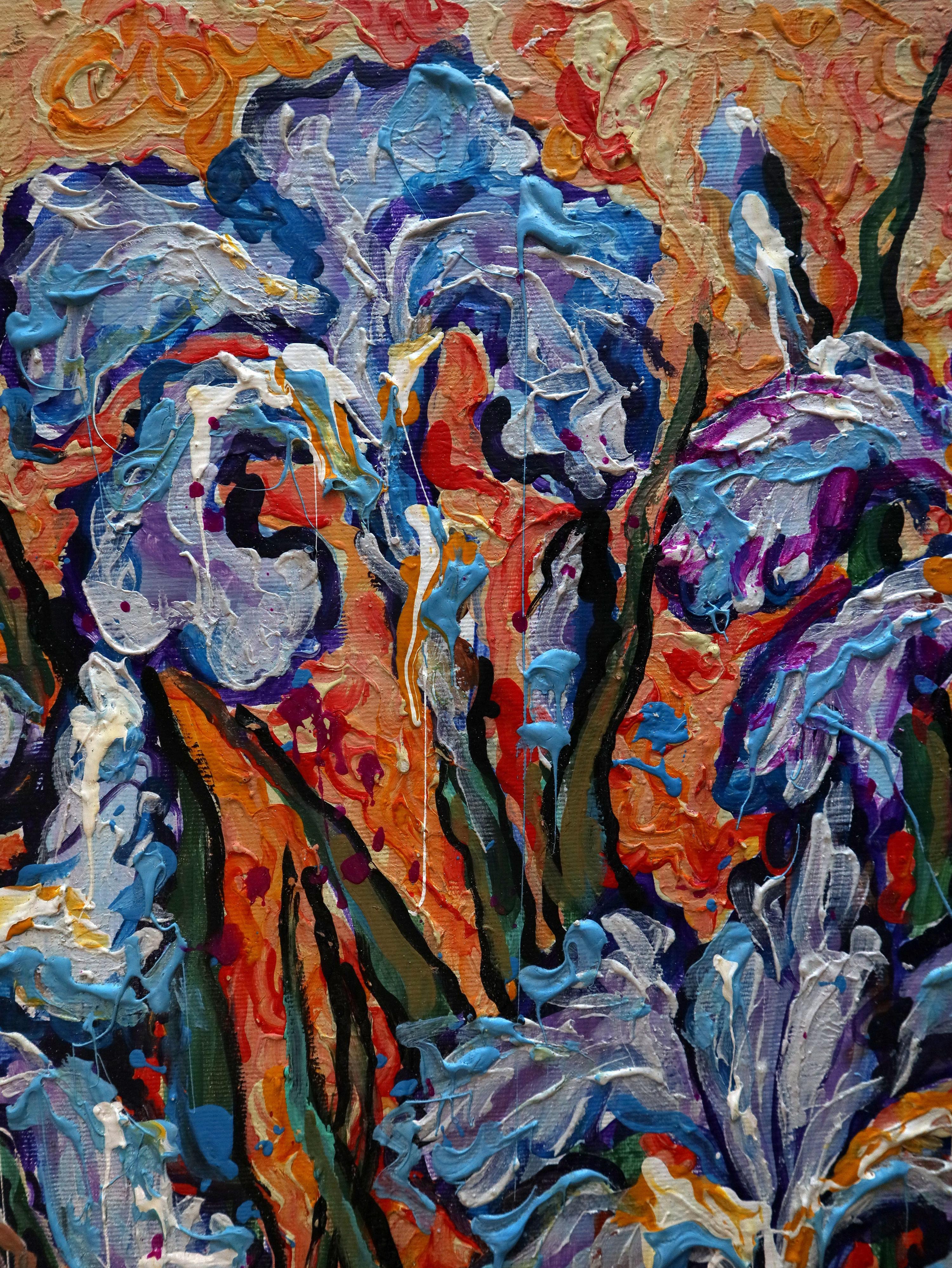Irises on Gold For Sale 1