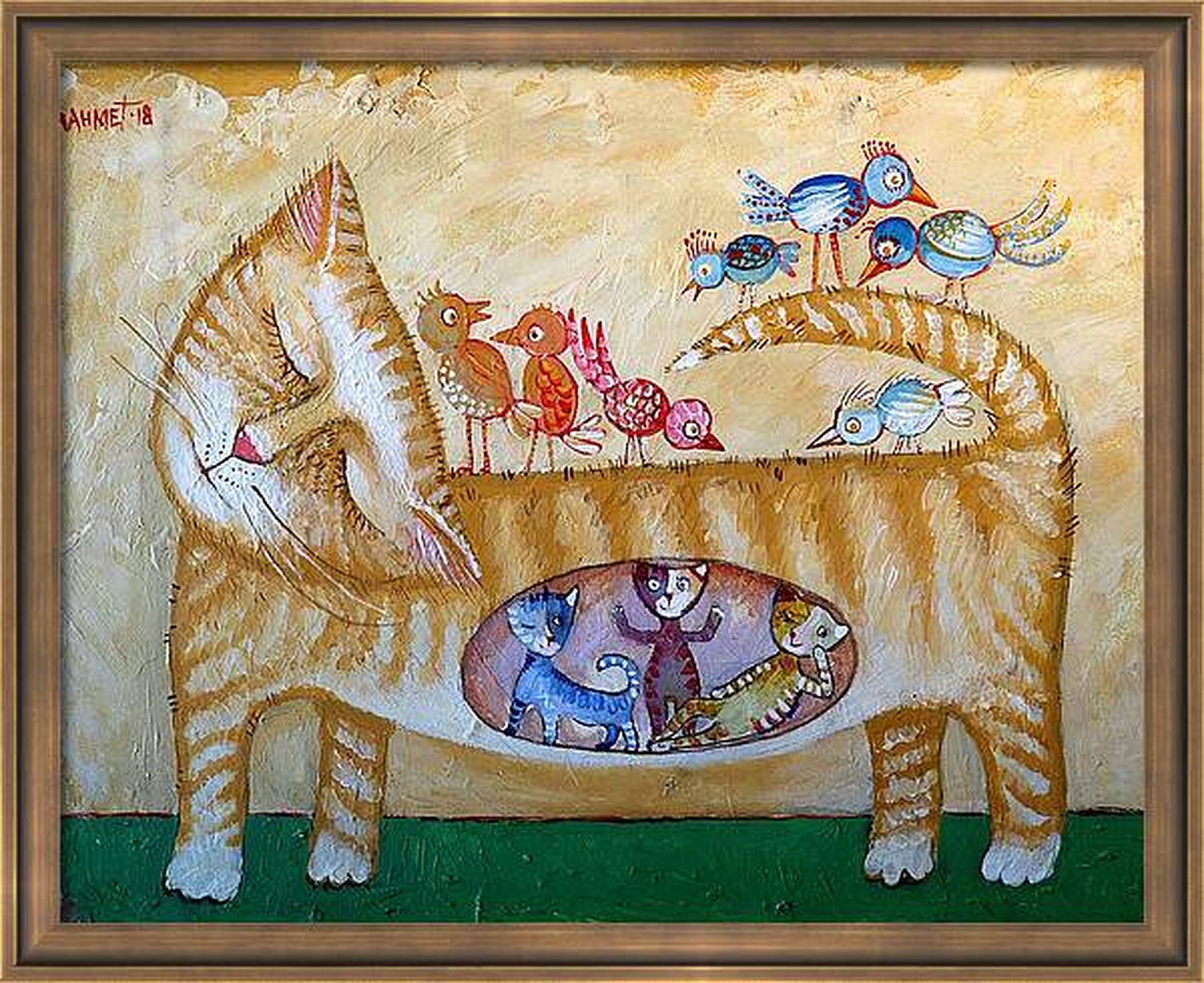 GIOIA. Quadro originale di gatti in vendita 8