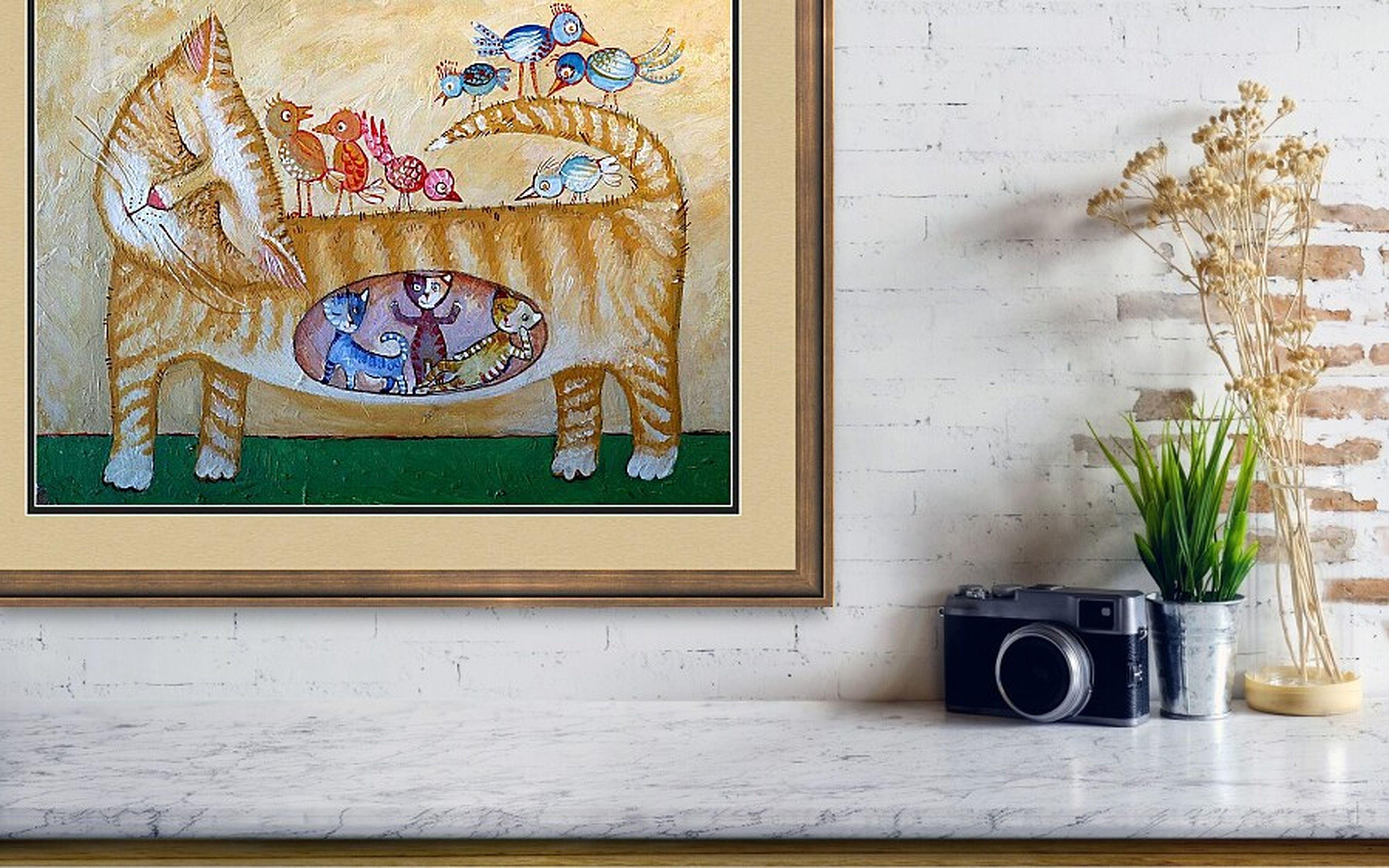 GIOIA. Quadro originale di gatti in vendita 10