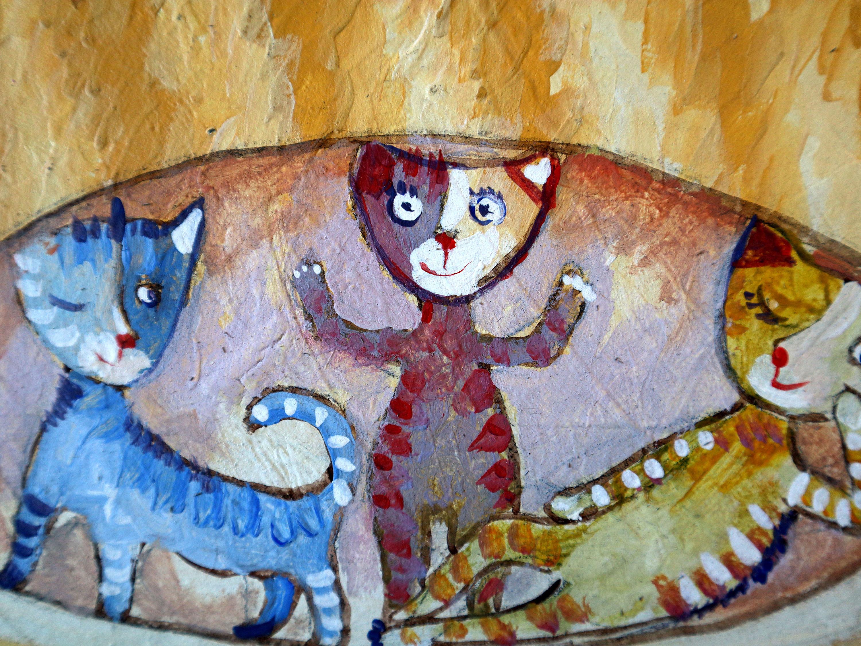 GIOIA. Quadro originale di gatti in vendita 4