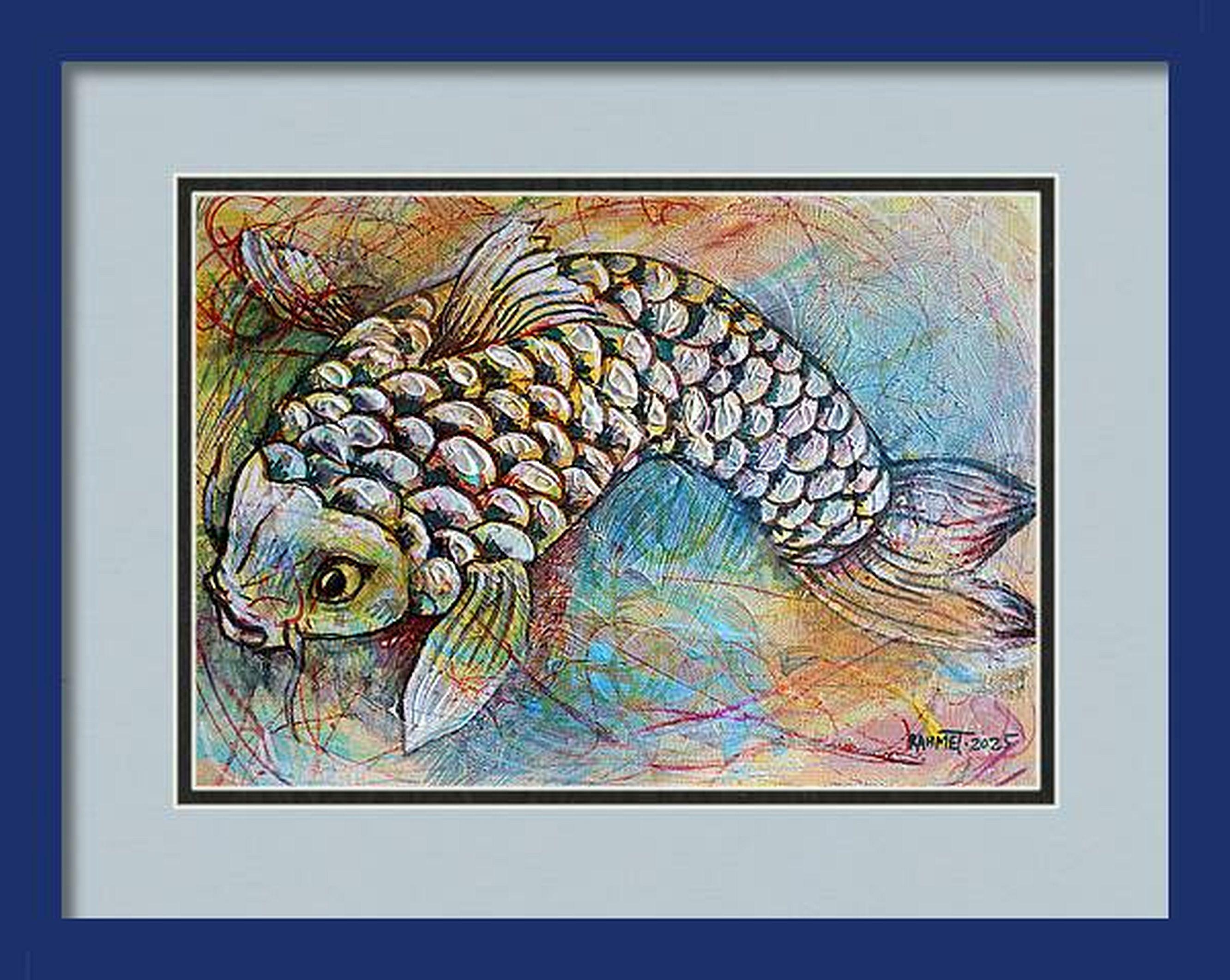KOI 1 - Gray Animal Painting by RAKHMET REDZHEPOV (RAMZI)