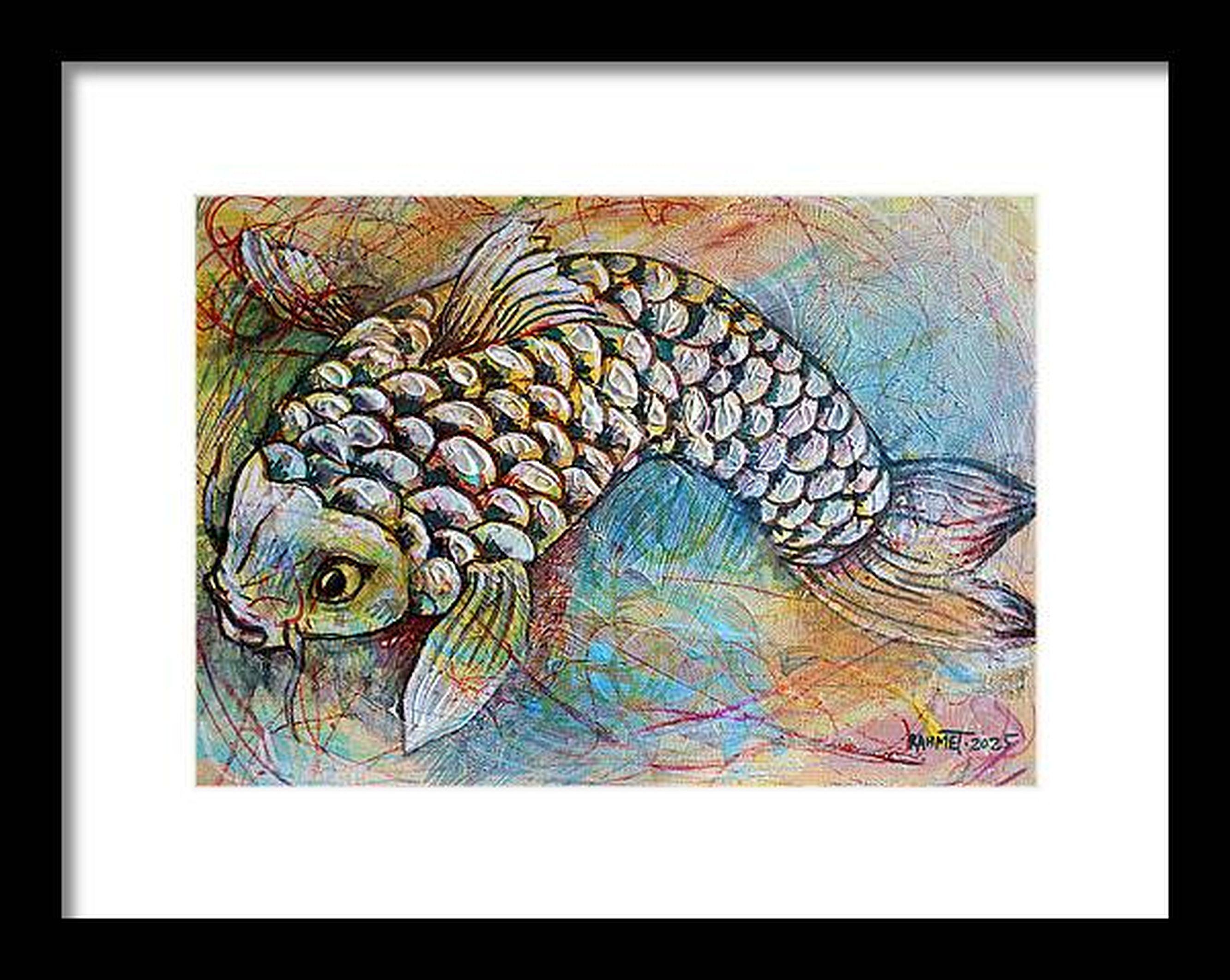 In this creation, I merged the fluidity of acrylics with the richness of oils, embracing both expressionism and impressionism to capture the spirited essence of a koi fish. Through swirling hues and vigorous strokes, I sought to express the fish's