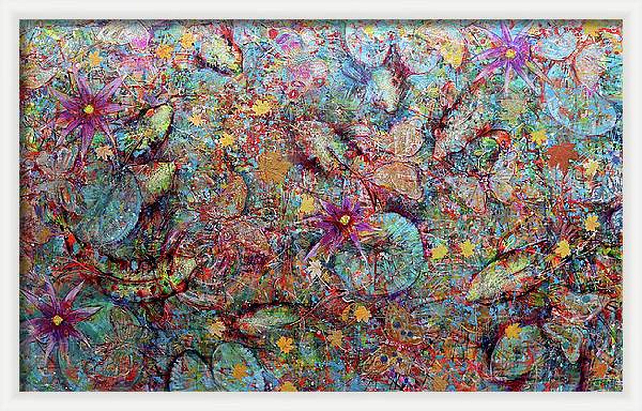 Koi et papillons  - Impressionnisme Painting par RAKHMET REDZHEPOV (RAMZI)