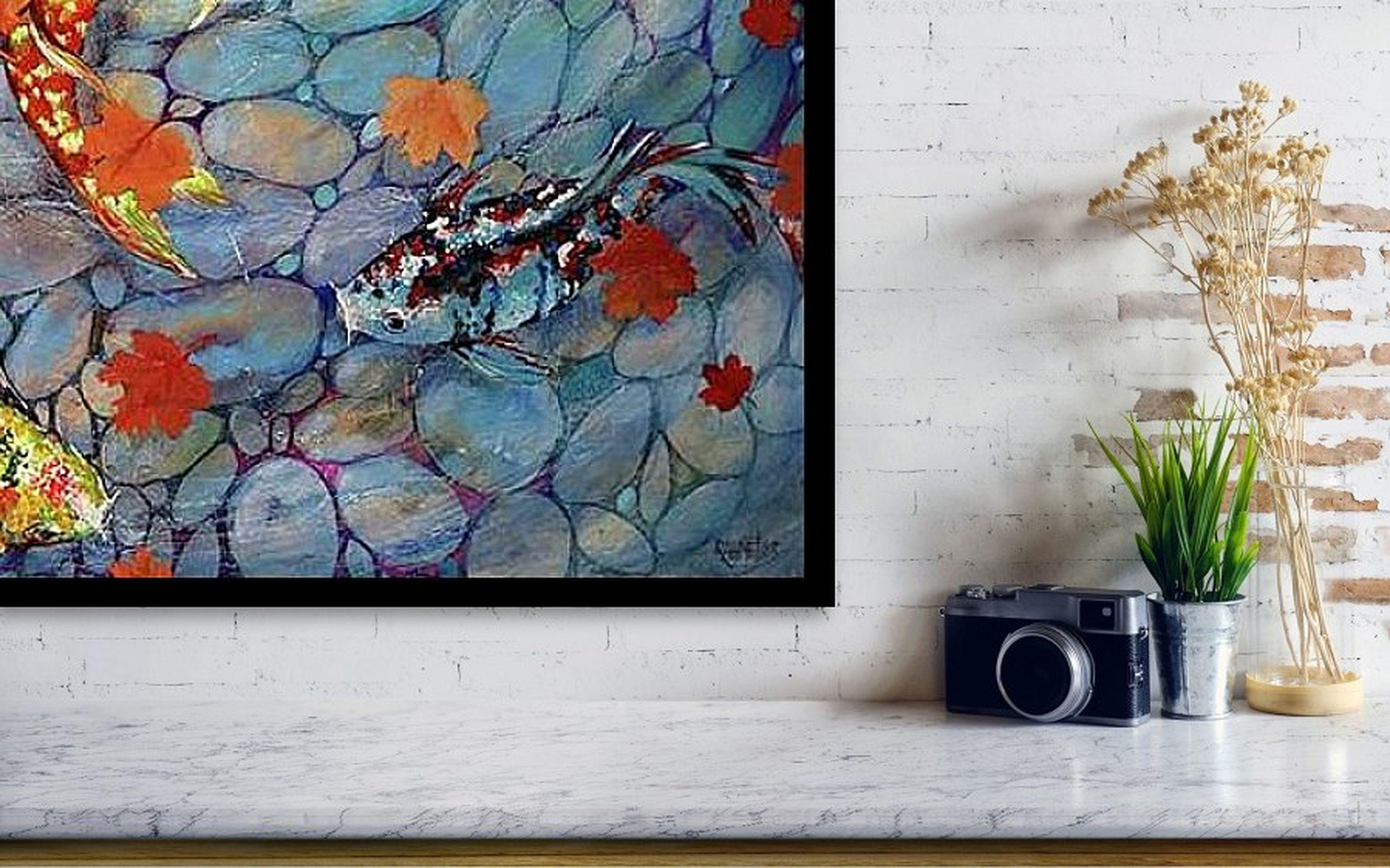 Koi Fish 2 - Impressionist Painting by RAKHMET REDZHEPOV (RAMZI)