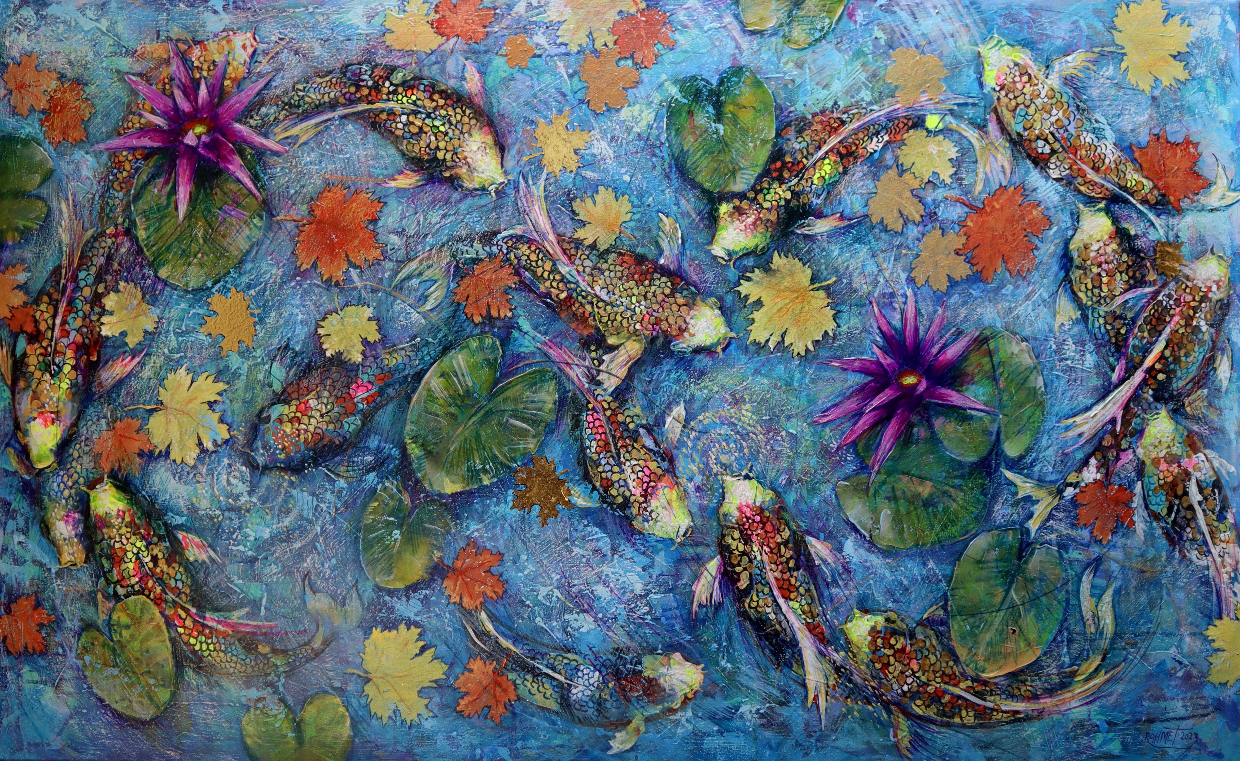 RAKHMET REDZHEPOV (RAMZI) Interior Painting - Koi Fish and Golden Leaves