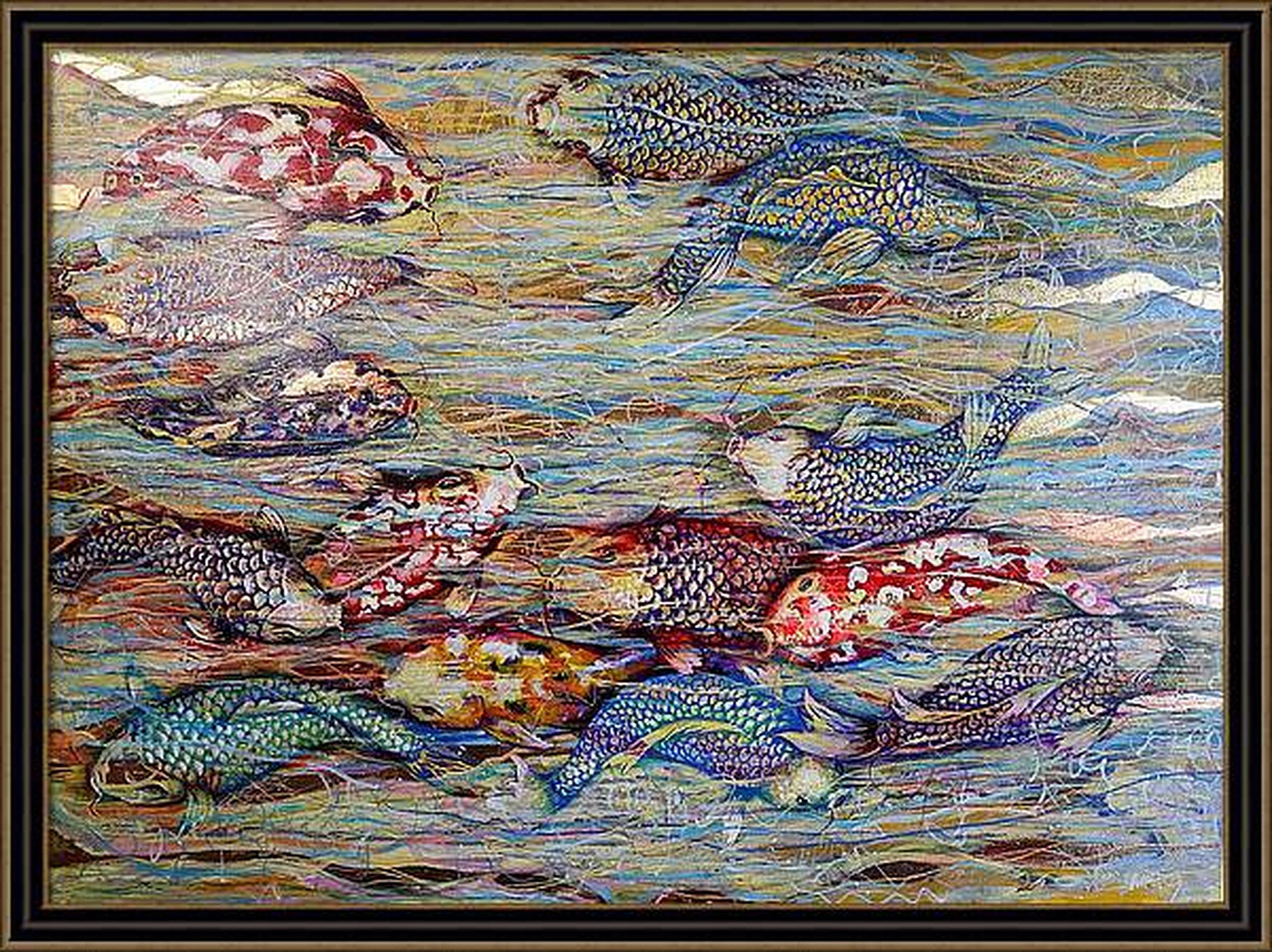 Koi Fish and the Swift Current of the Golden River For Sale 11