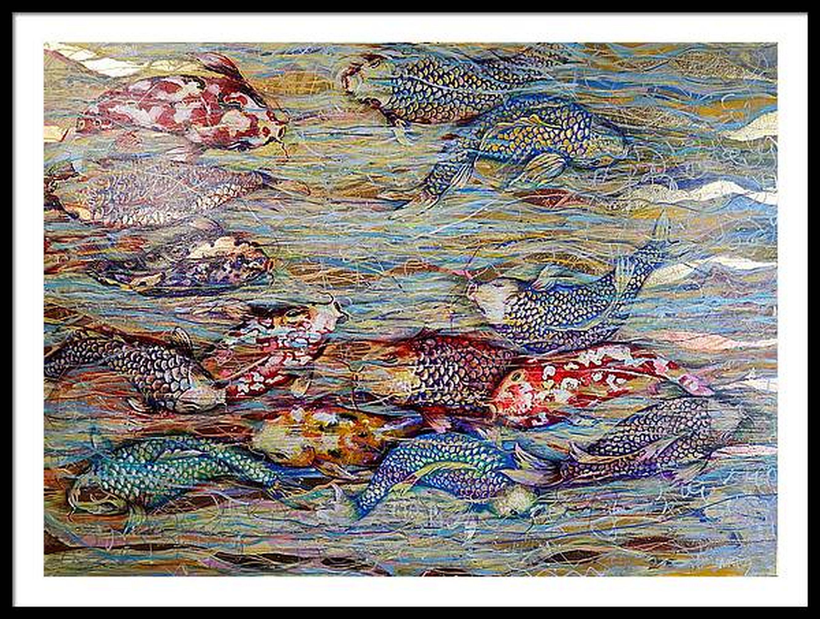 Koi Fish and the Swift Current of the Golden River For Sale 12