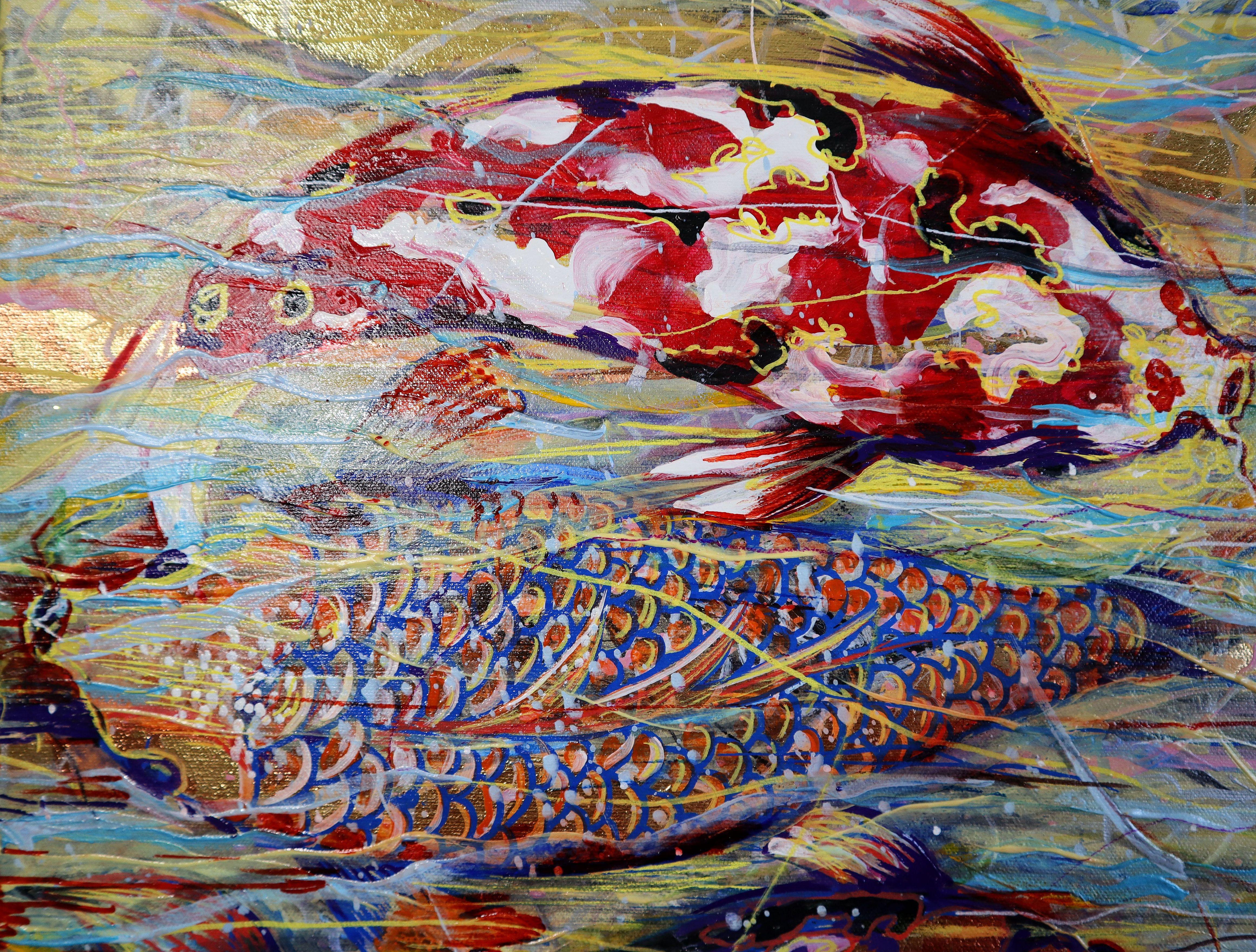 Koi Fish and the Swift Current of the Golden River For Sale 2