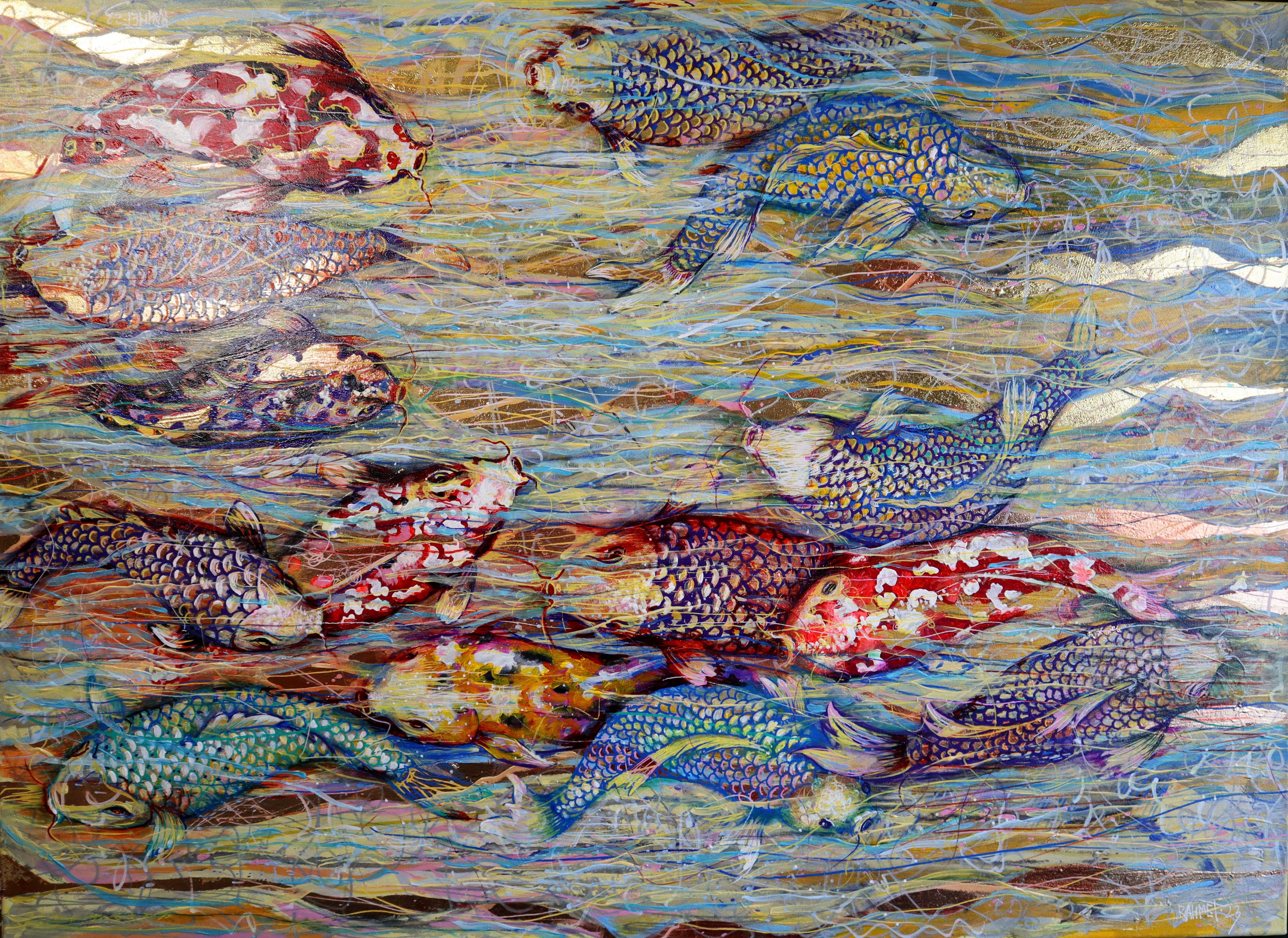 RAKHMET REDZHEPOV (RAMZI) Interior Painting - Koi Fish and the Swift Current of the Golden River