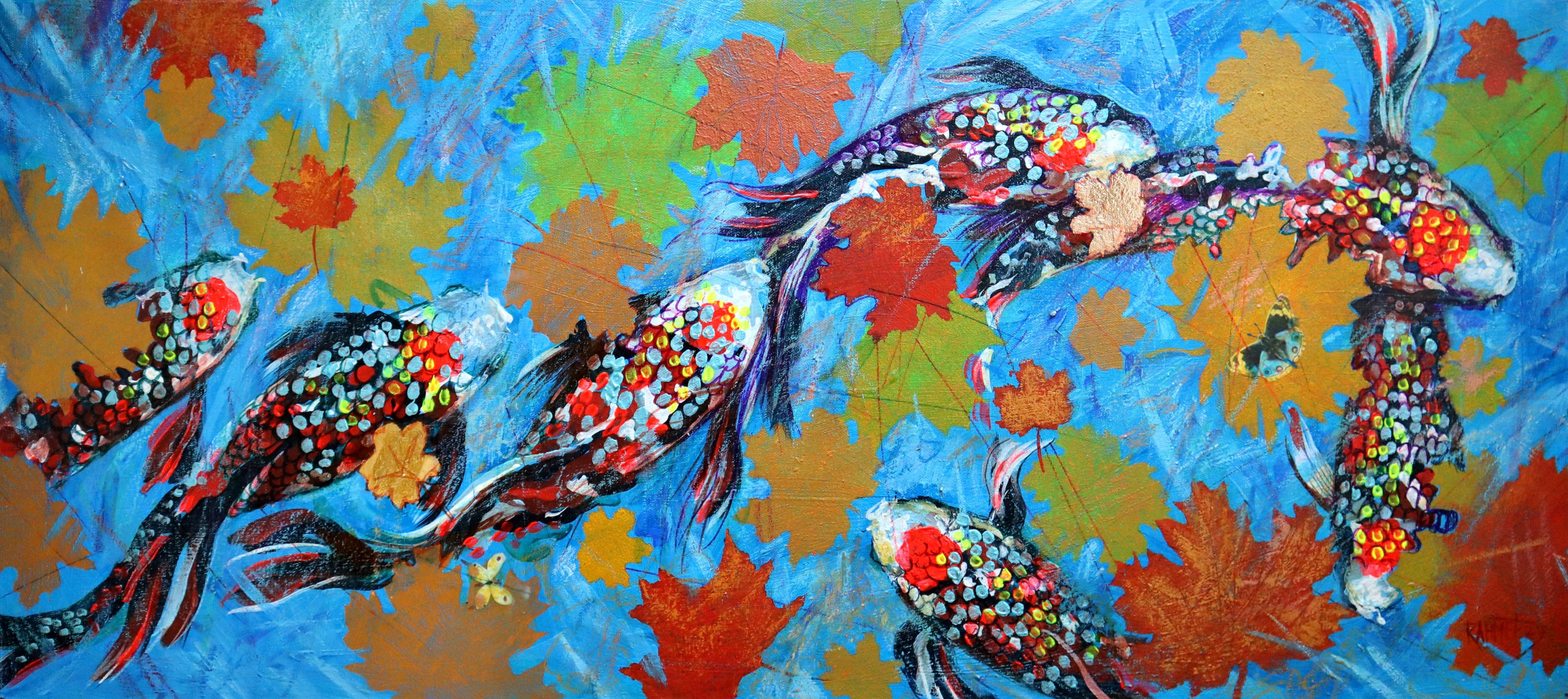 RAKHMET REDZHEPOV (RAMZI) Interior Painting - Koi Fish on Blue