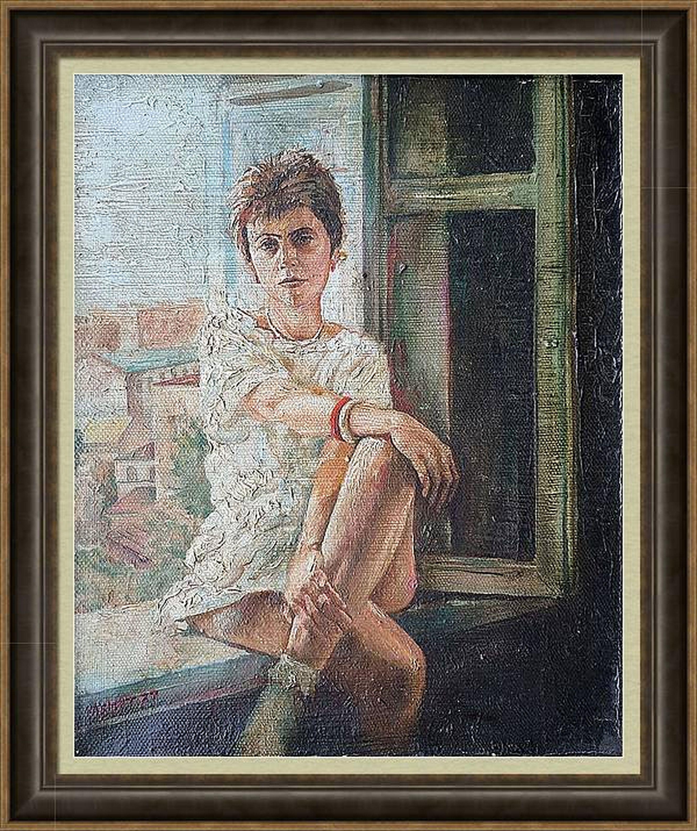 Lena - Black Portrait Painting by RAKHMET REDZHEPOV (RAMZI)