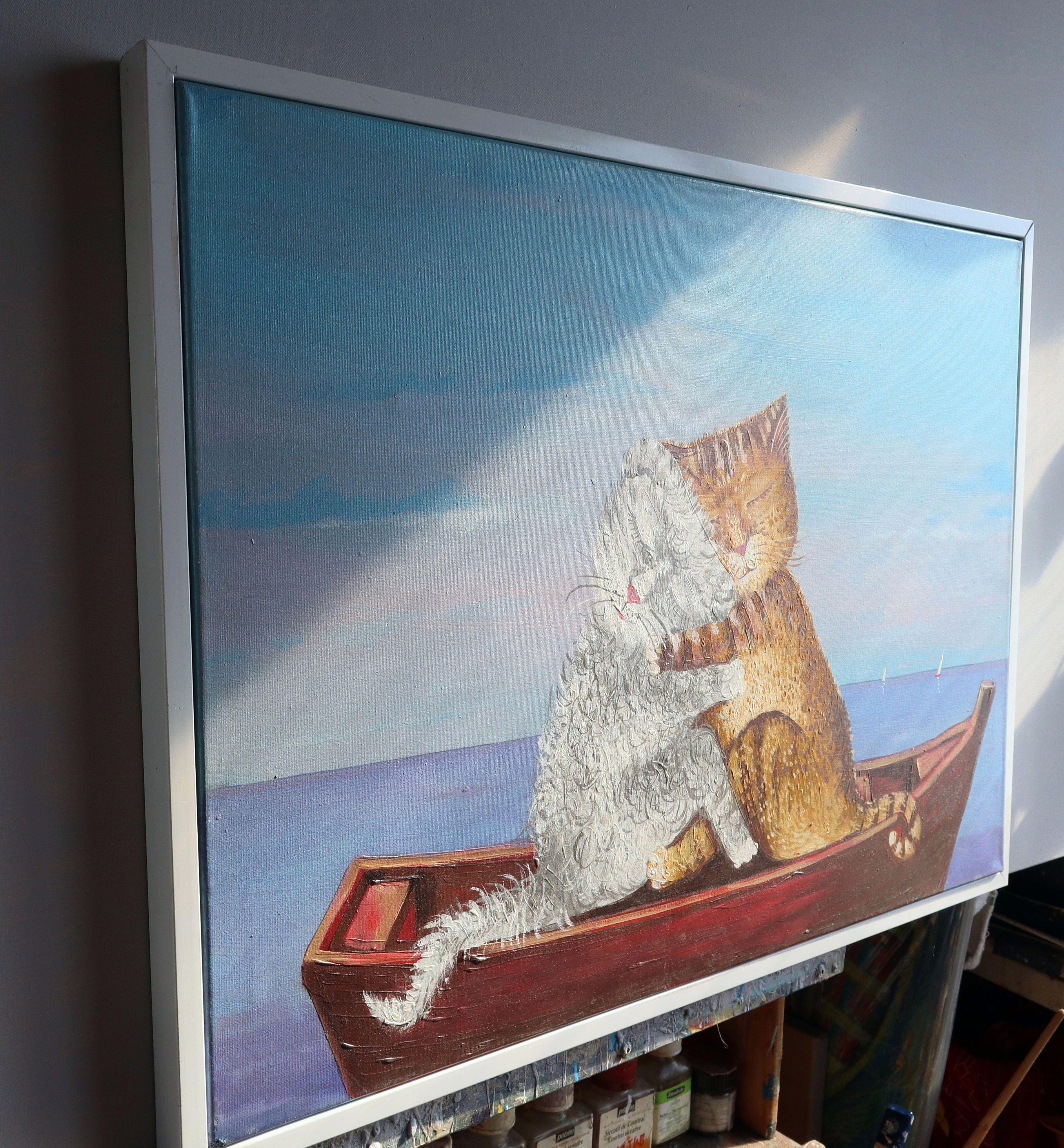 AMOR (barco) . pintura original - Animal Painting Azul de RAKHMET REDZHEPOV (RAMZI)