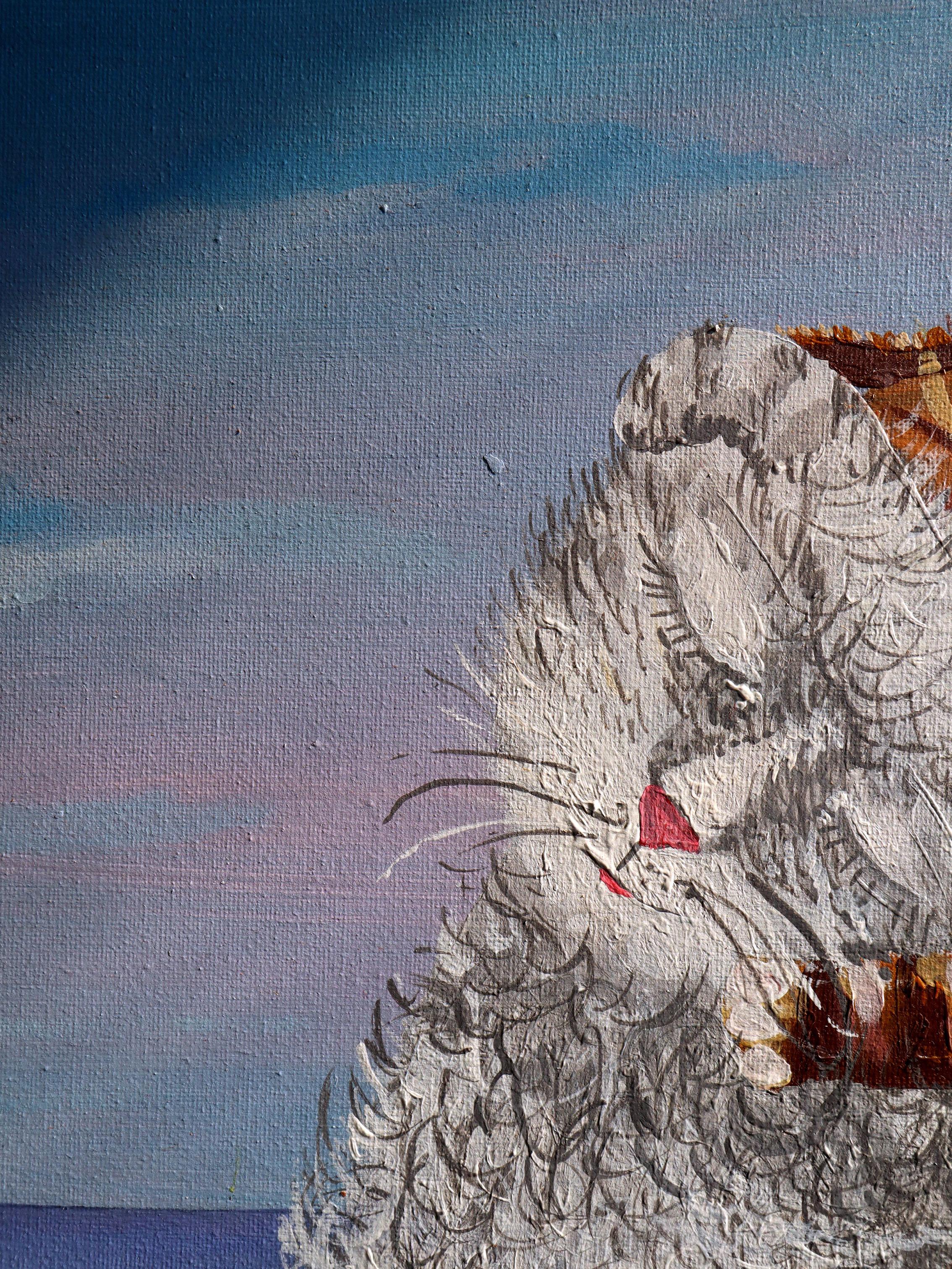 Impregnada de la vitalidad del arte pop y la profundidad emocional del expresionismo, esta pintura al óleo y acrílico es una oda visual al afecto. La síntesis de texturas dinámicas y tonos relajantes encarna un momento de conexión pura en un mar