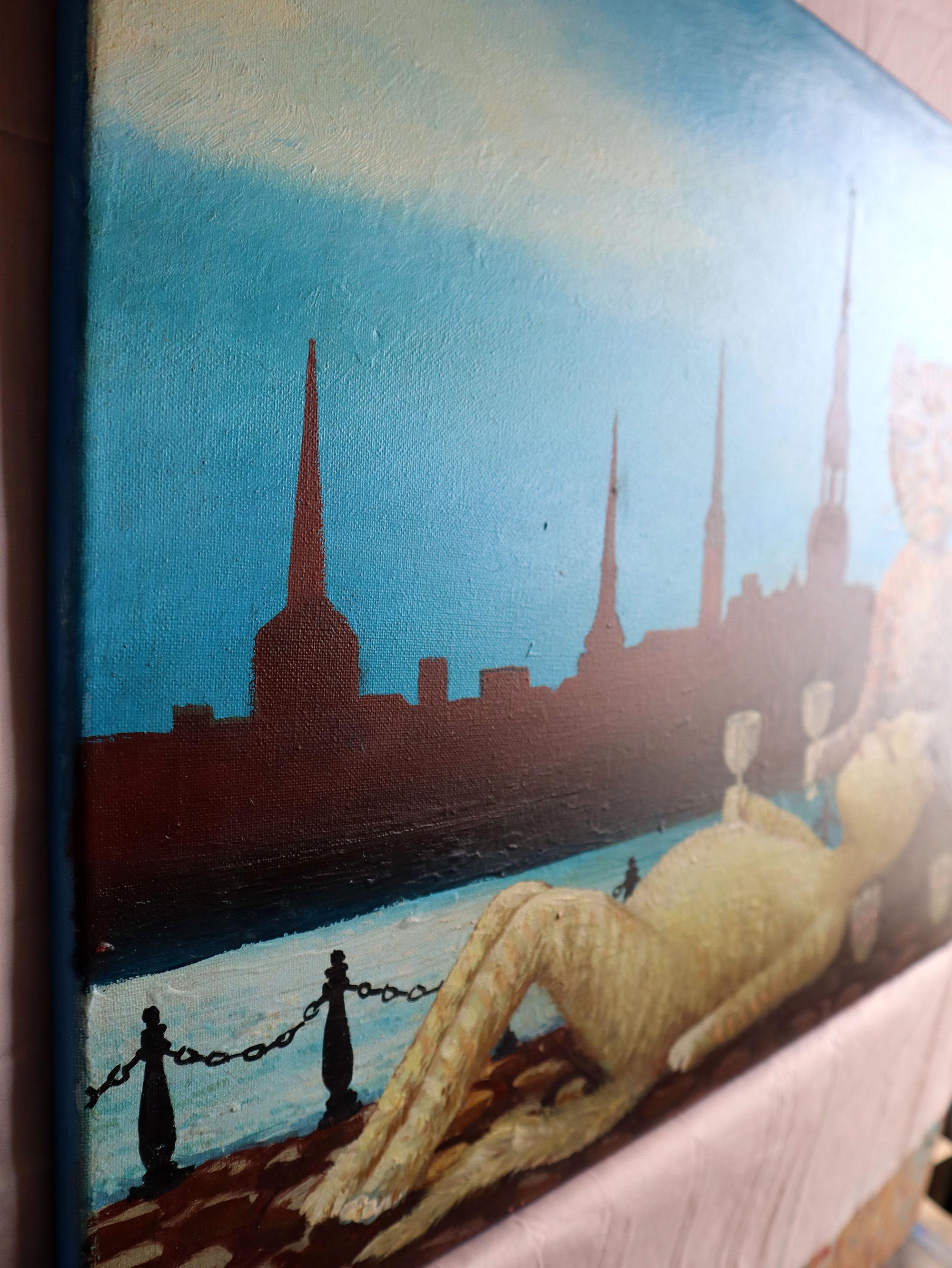 LIEBE in der STADT (Zeitgenössisch), Painting, von RAKHMET REDZHEPOV (RAMZI)