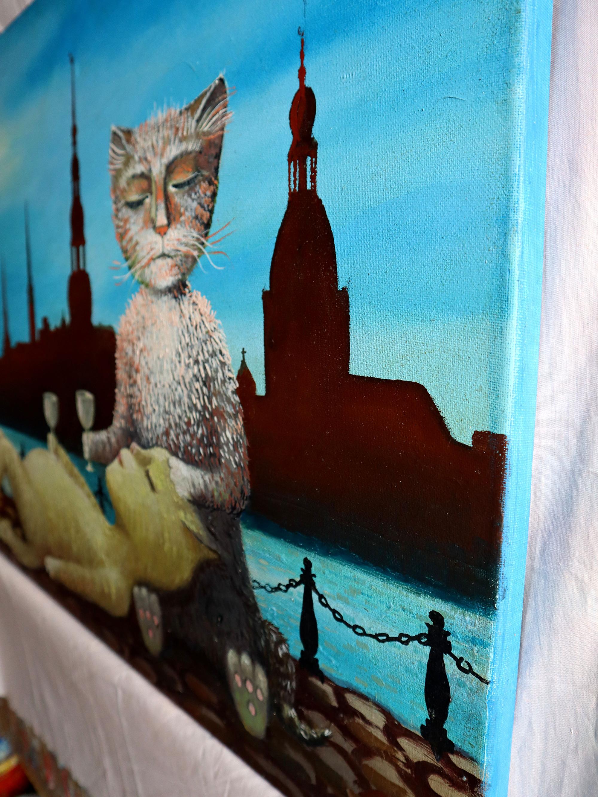 LIEBE in der STADT (Blau), Animal Painting, von RAKHMET REDZHEPOV (RAMZI)