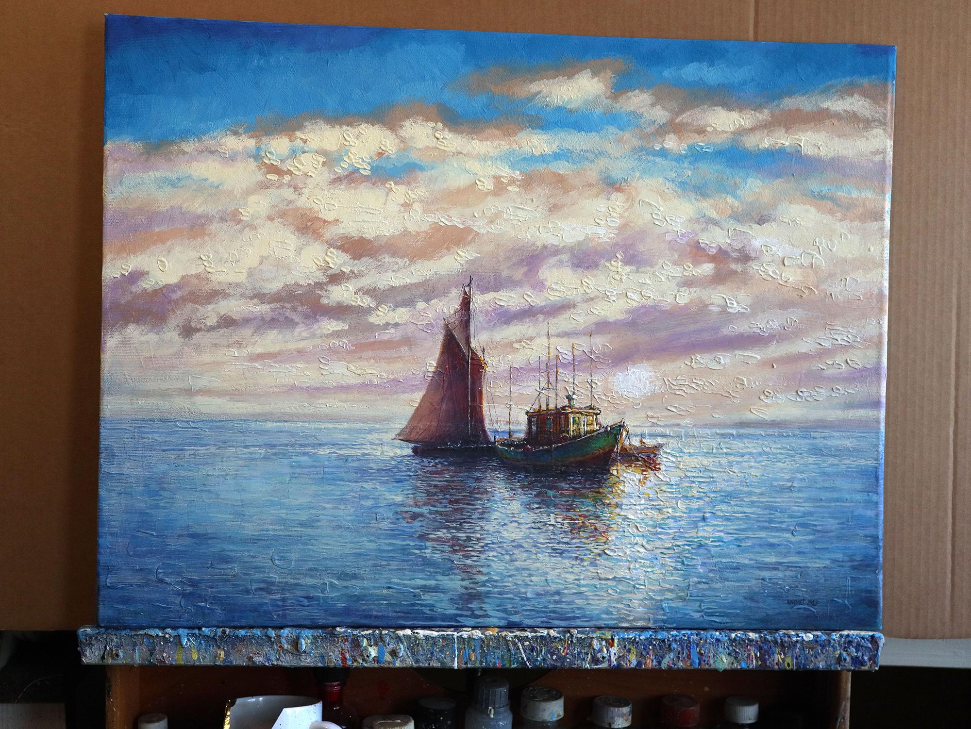 Begegnung auf See (Expressionismus), Painting, von RAKHMET REDZHEPOV (RAMZI)