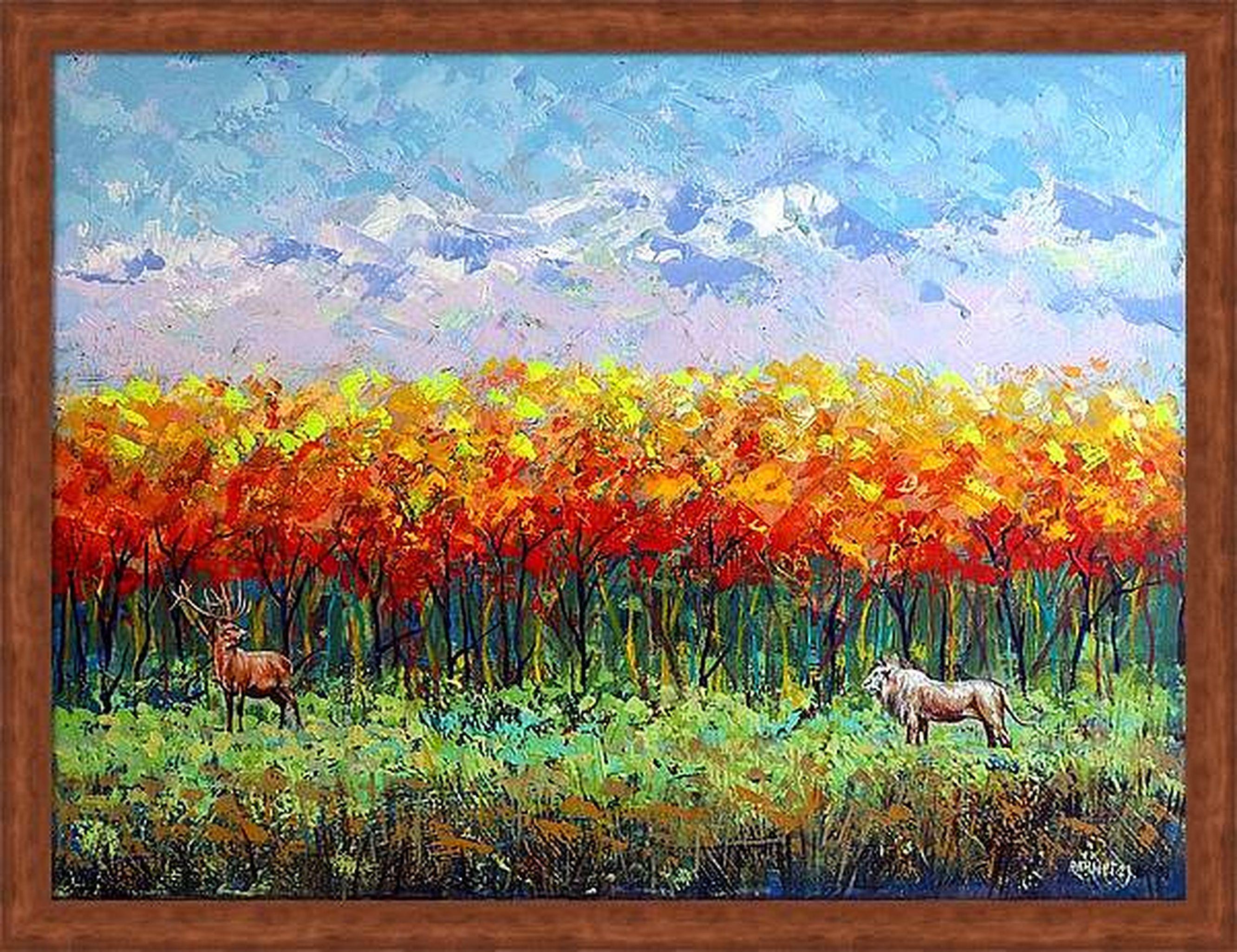 In this vibrant fusion of acrylics and oils, I sought to capture the essence of nature's raw beauty and the serenity of creatures in their habitat. My brushstrokes blend impressionistic fervor with surrealistic nuances, invoking a dream-like state