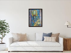 « Melody of Azure » (extrait de la série « Oriental Nudes ») : carton, huile, acrylique, 50 × 70