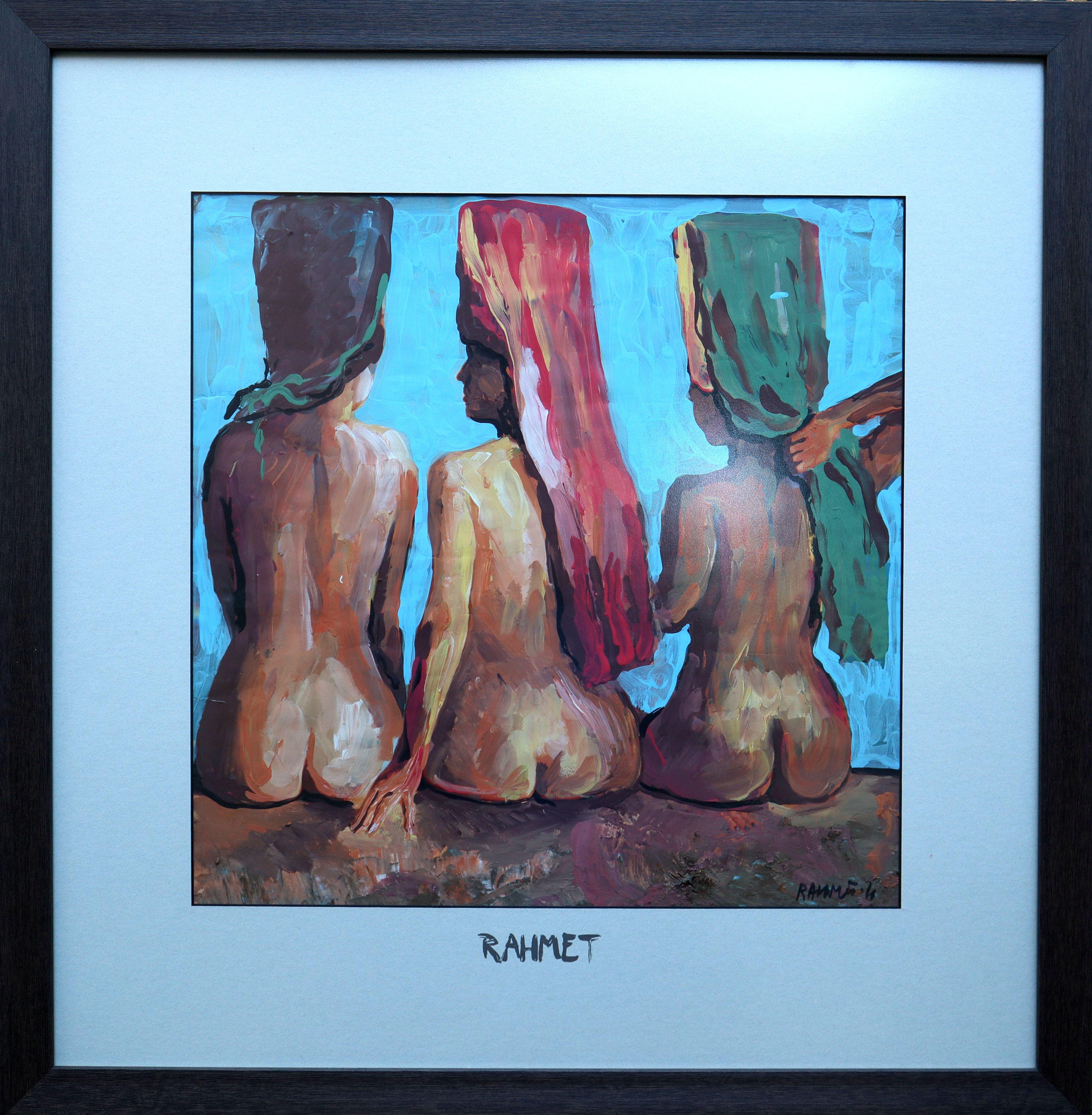 RAKHMET REDZHEPOV (RAMZI) Interior Painting - Midday Graces (Oriental Nudes Series) paper, acrylic, 40x40cm