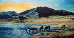 «Oasis matutino»: (Serie A Space) Lienzo, óleo, acrílico, 60 x 120 cm