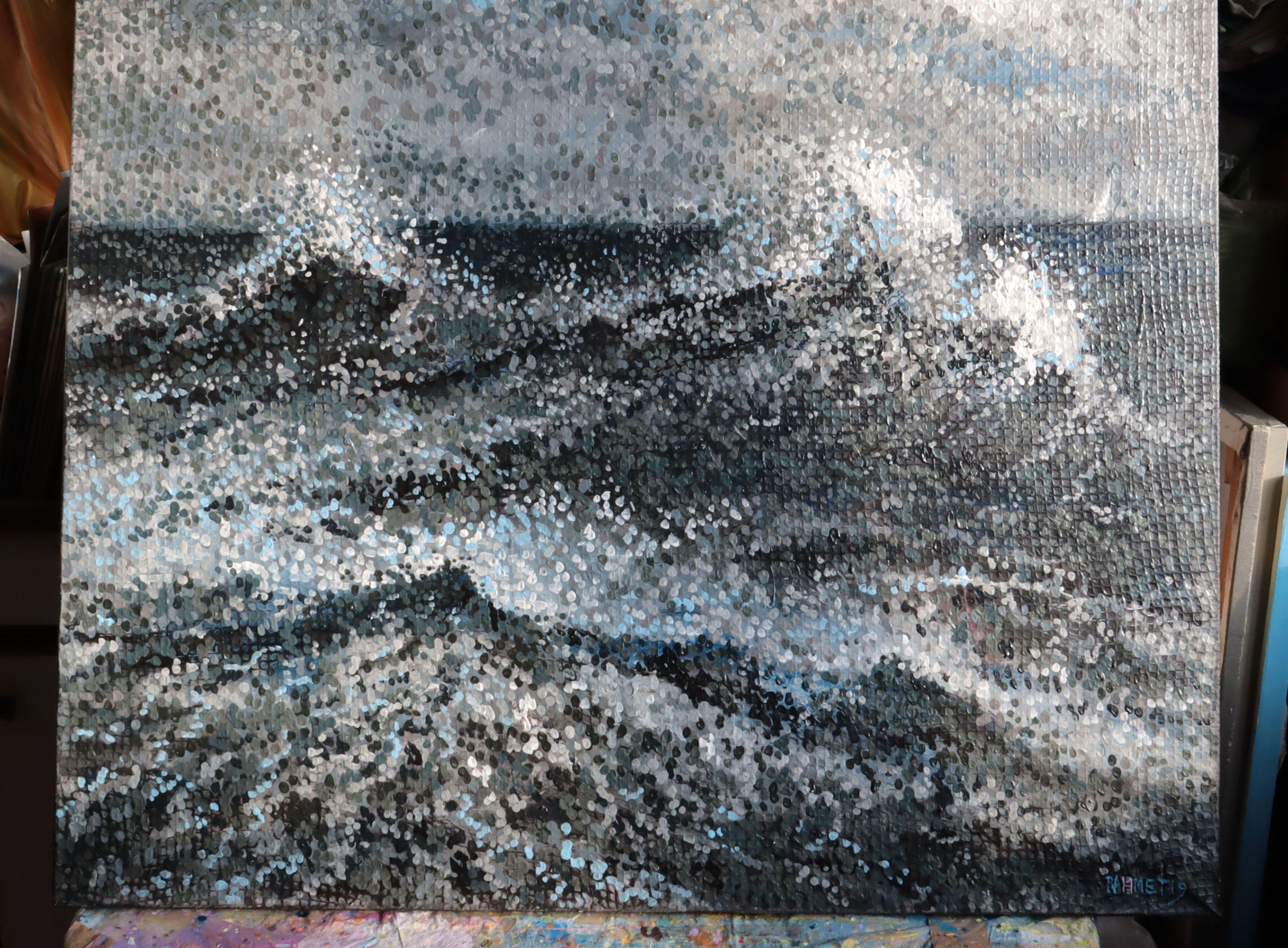 Morning Storm - Black Abstract Painting by RAKHMET REDZHEPOV (RAMZI)