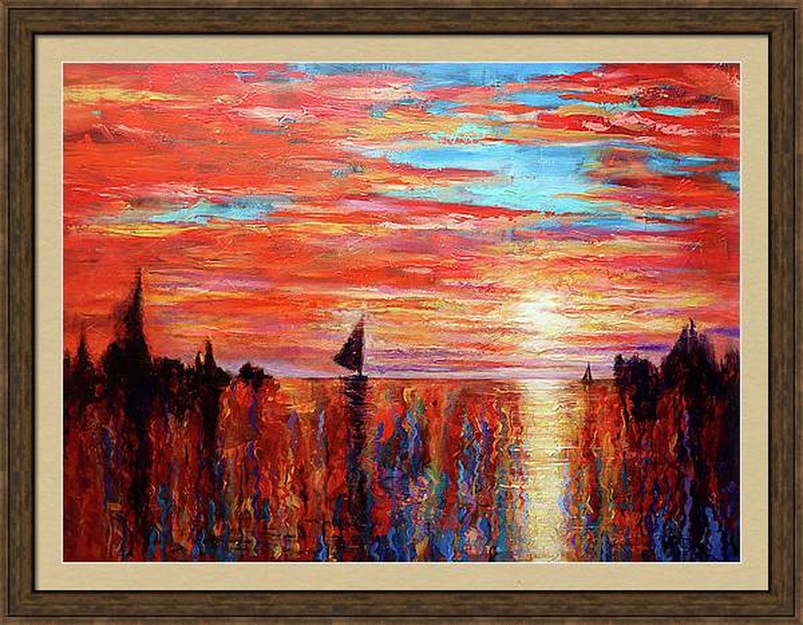 Morgenspaziergang am Meer (Impressionismus), Painting, von RAKHMET REDZHEPOV (RAMZI)