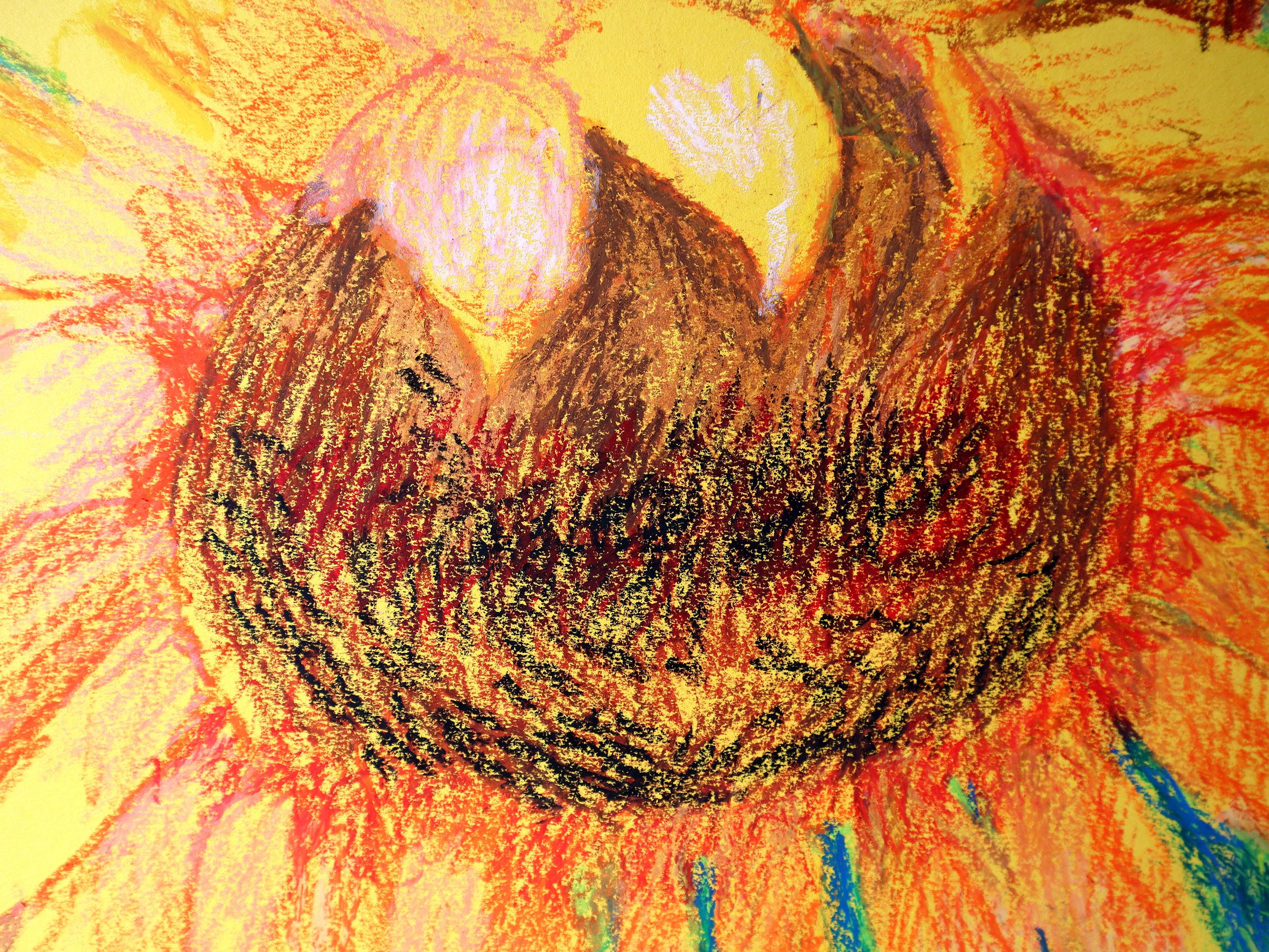 I miei bellissimi girasoli5 - Landscape Painting Marrone di RAKHMET REDZHEPOV (RAMZI)