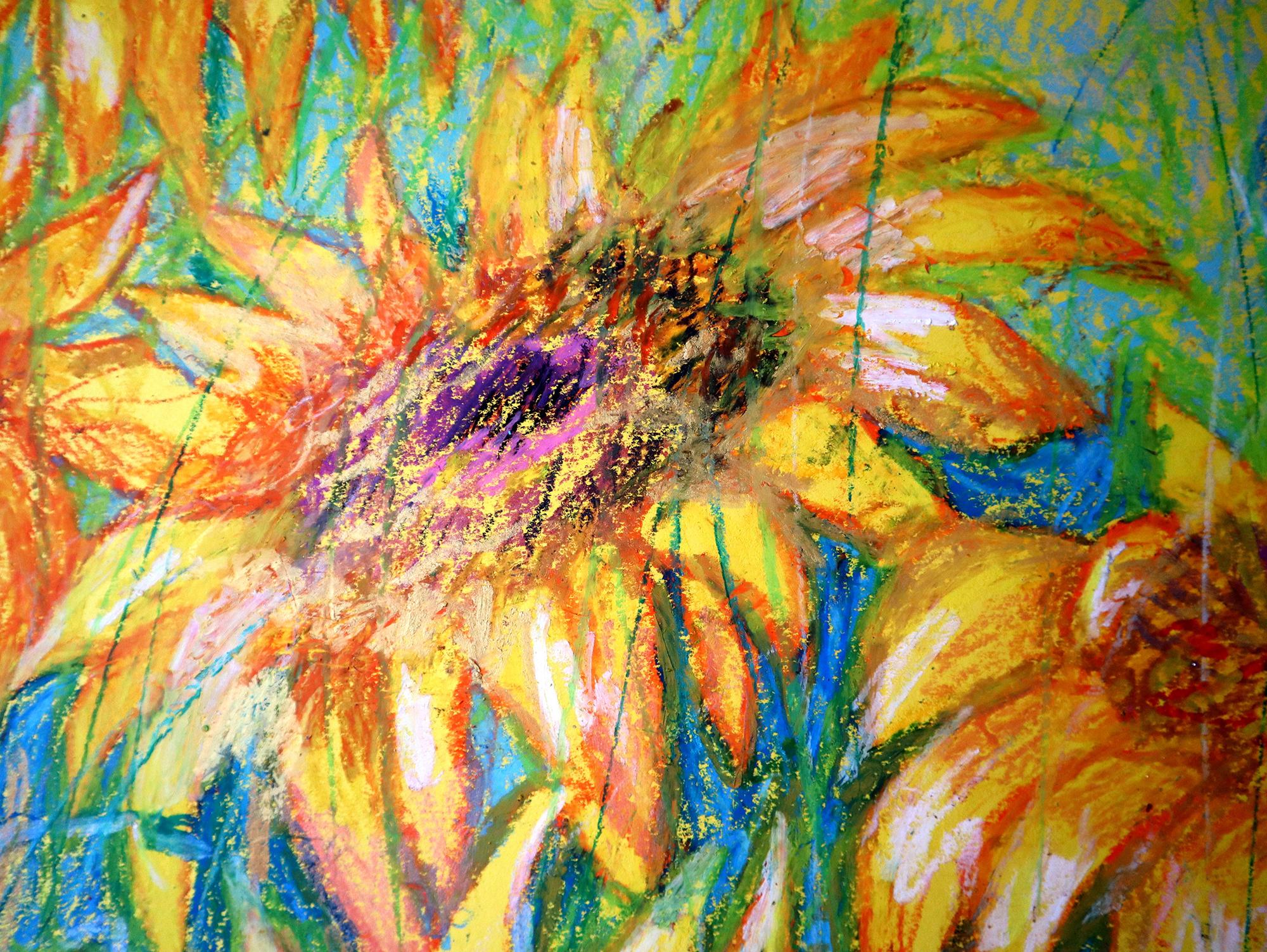 MIS GIRASOLES - Still-Life Painting Marrón de RAKHMET REDZHEPOV (RAMZI)