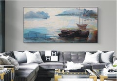 Old Boats: (SPACES Series) Canvas, Oil, Acrylic, 60x120 cm