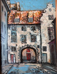 Old Gate Painting, Cityscape 20x15 cm, in frame