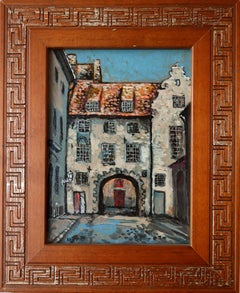 Old Gate Painting, Cityscape 20x15 cm, in frame