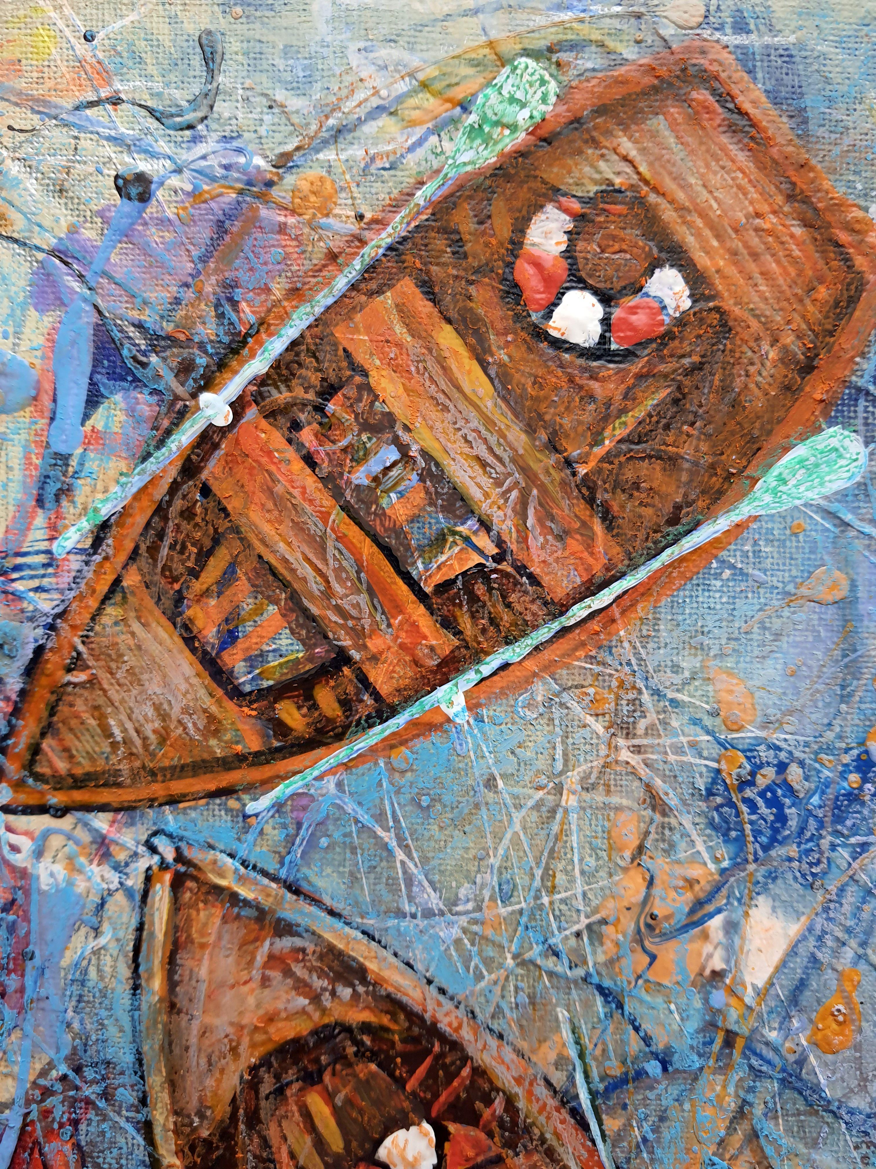 Orange Boats - Painting by RAKHMET REDZHEPOV (RAMZI)