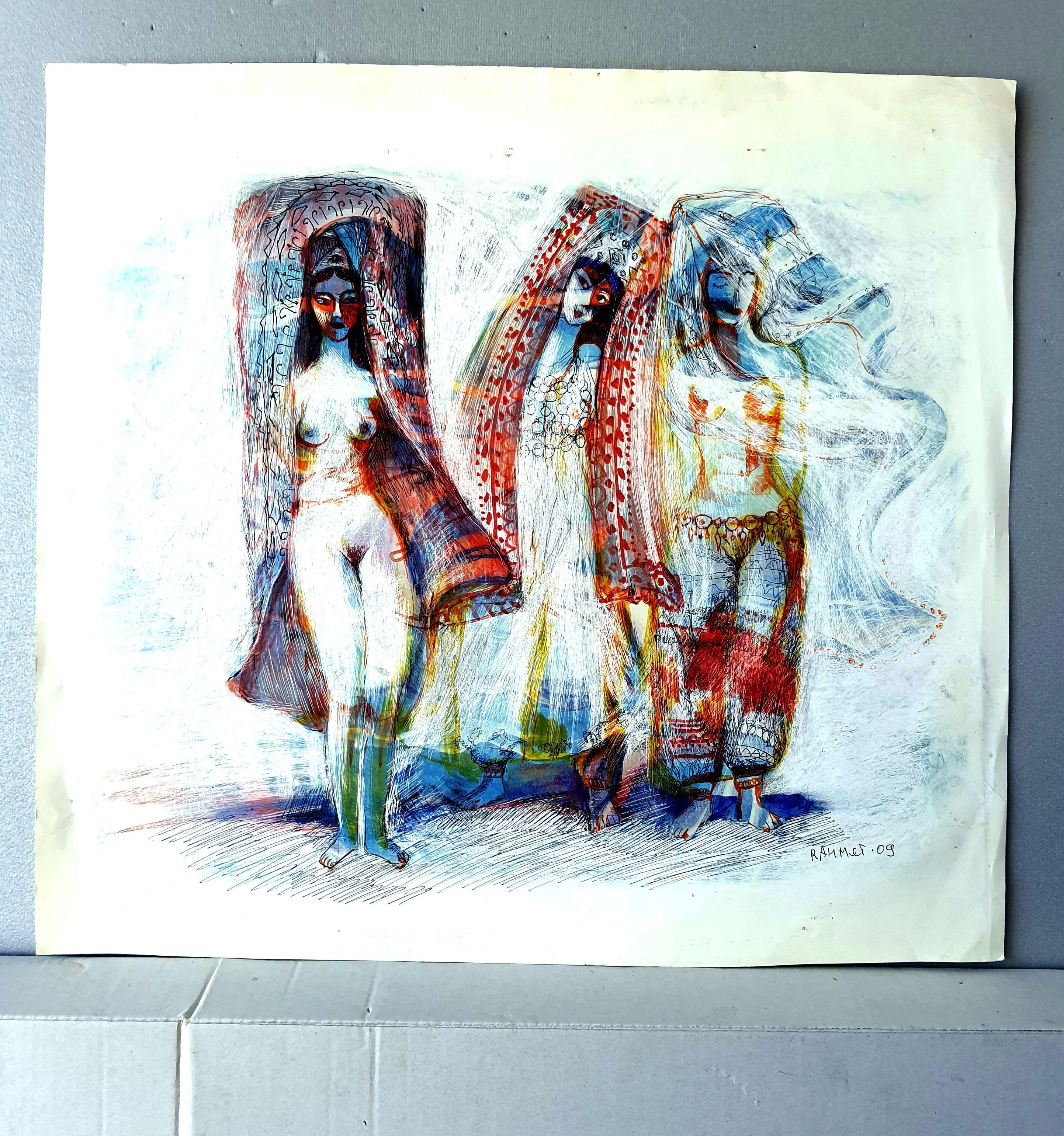 Orientalische Motive 7 (Grau), Interior Painting, von RAKHMET REDZHEPOV (RAMZI)