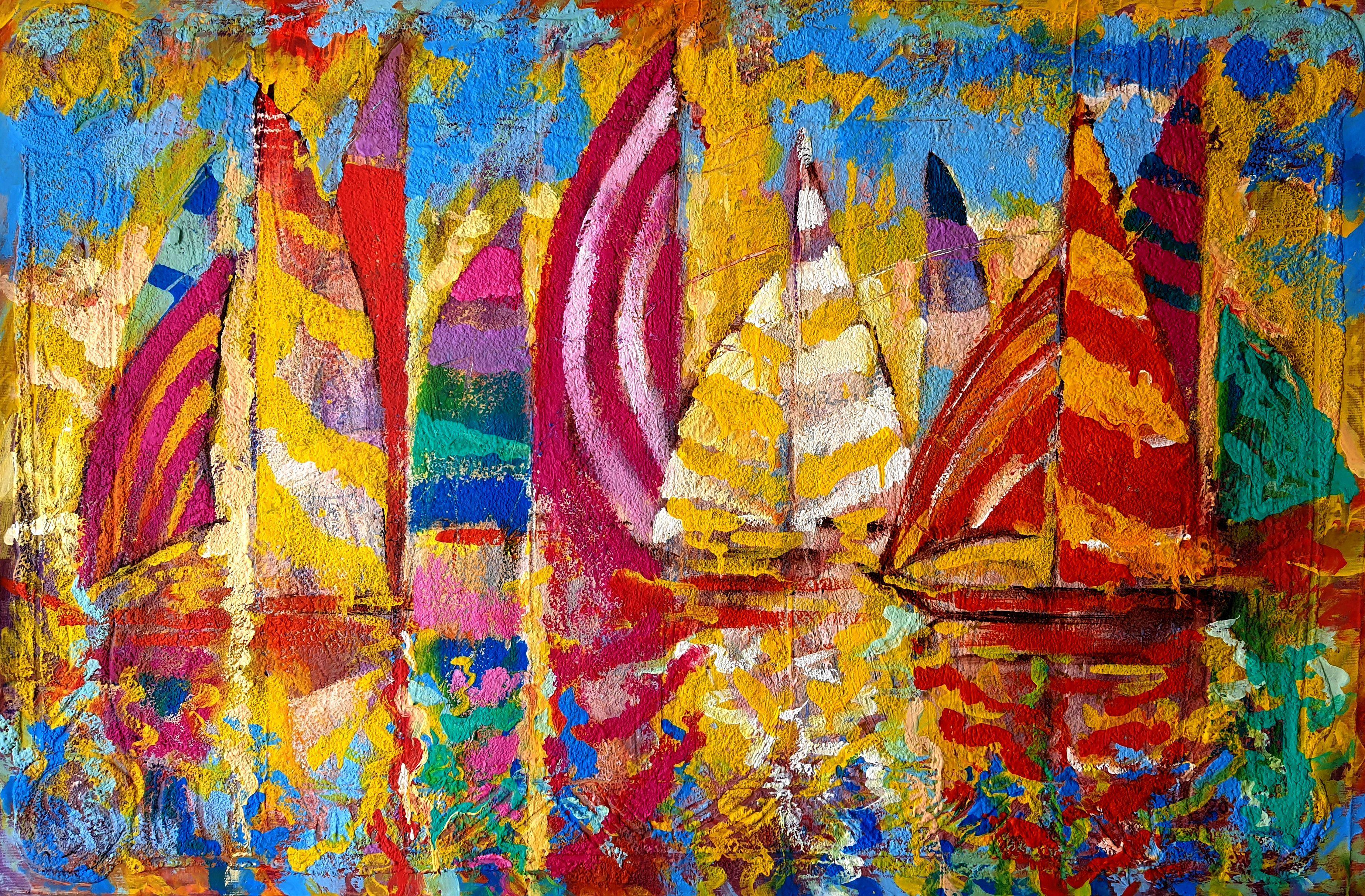 Party of Sails - Impressionist Painting by RAKHMET REDZHEPOV (RAMZI)