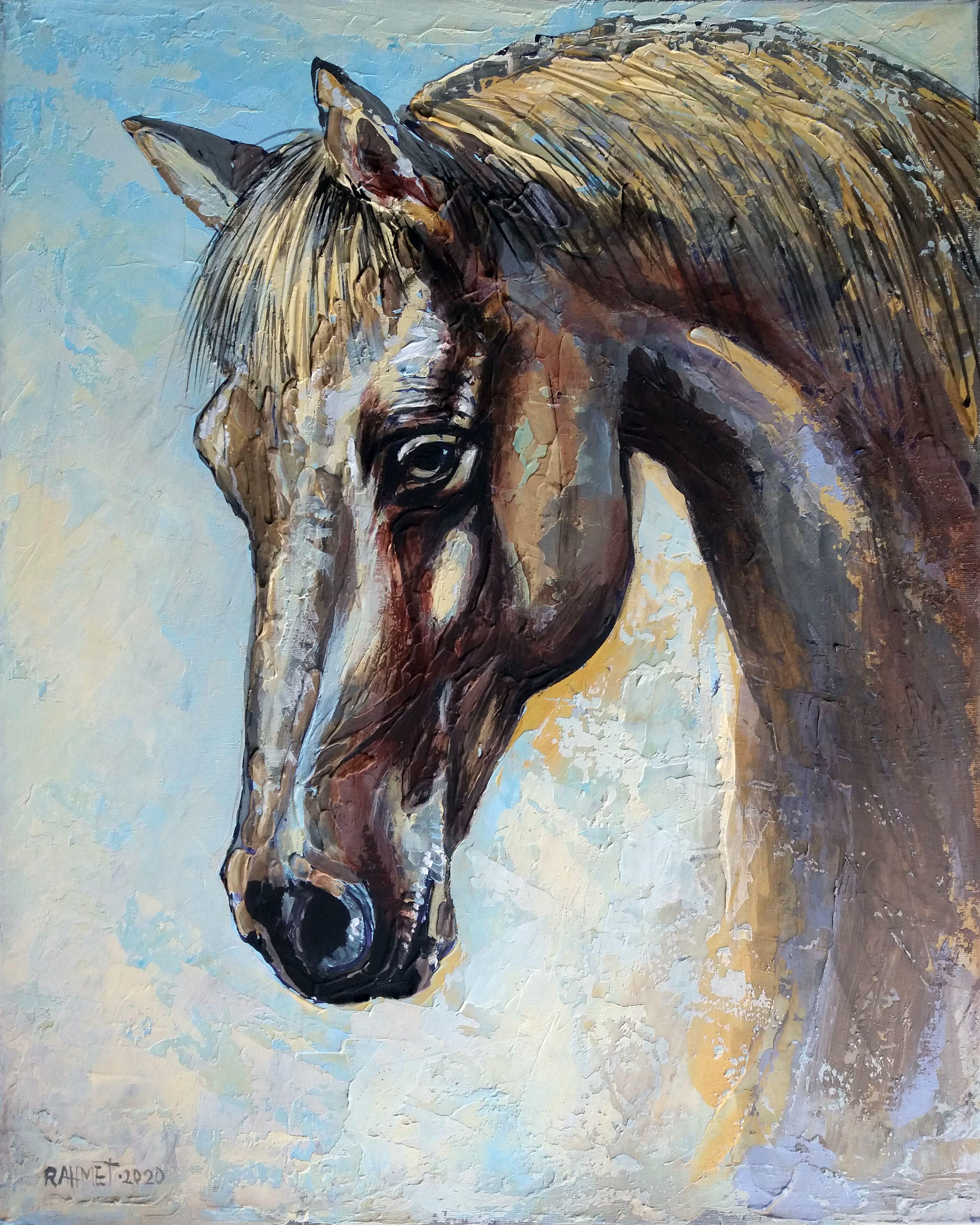 Pittura originale di Pensive. in vendita 7