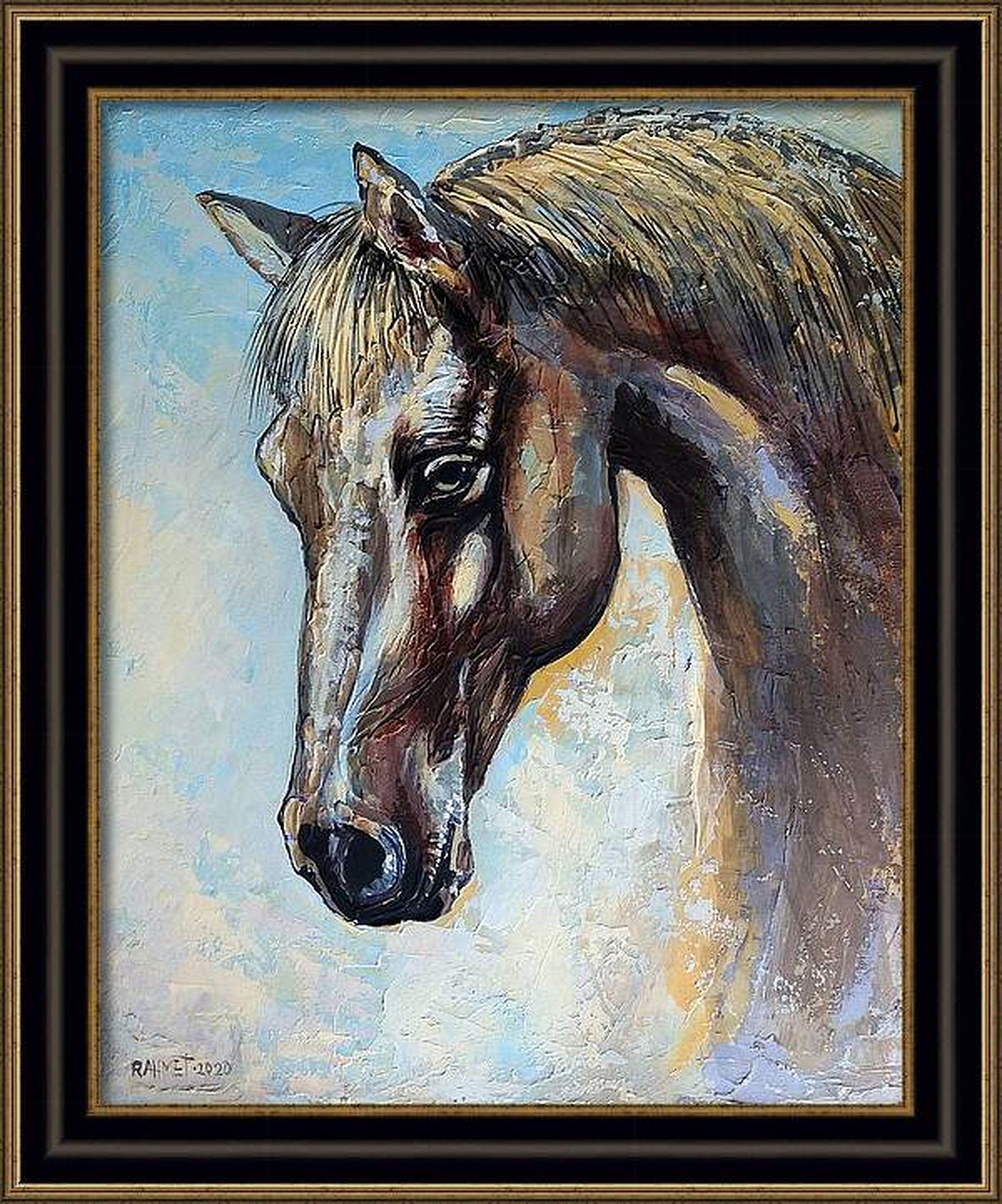 Pittura originale di Pensive. in vendita 8