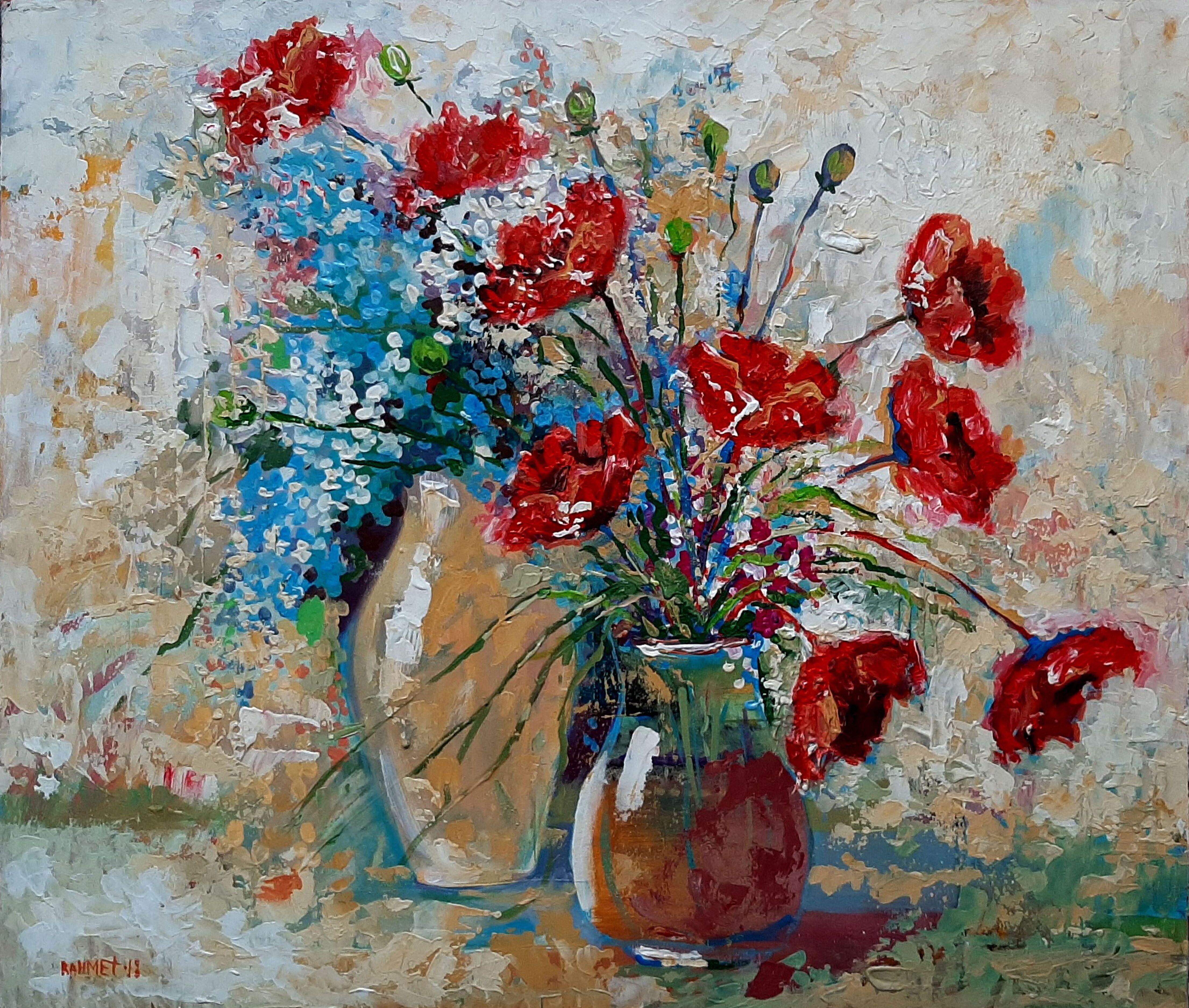 RAKHMET REDZHEPOV (RAMZI) Interior Painting -  Poppies and Two Jugs