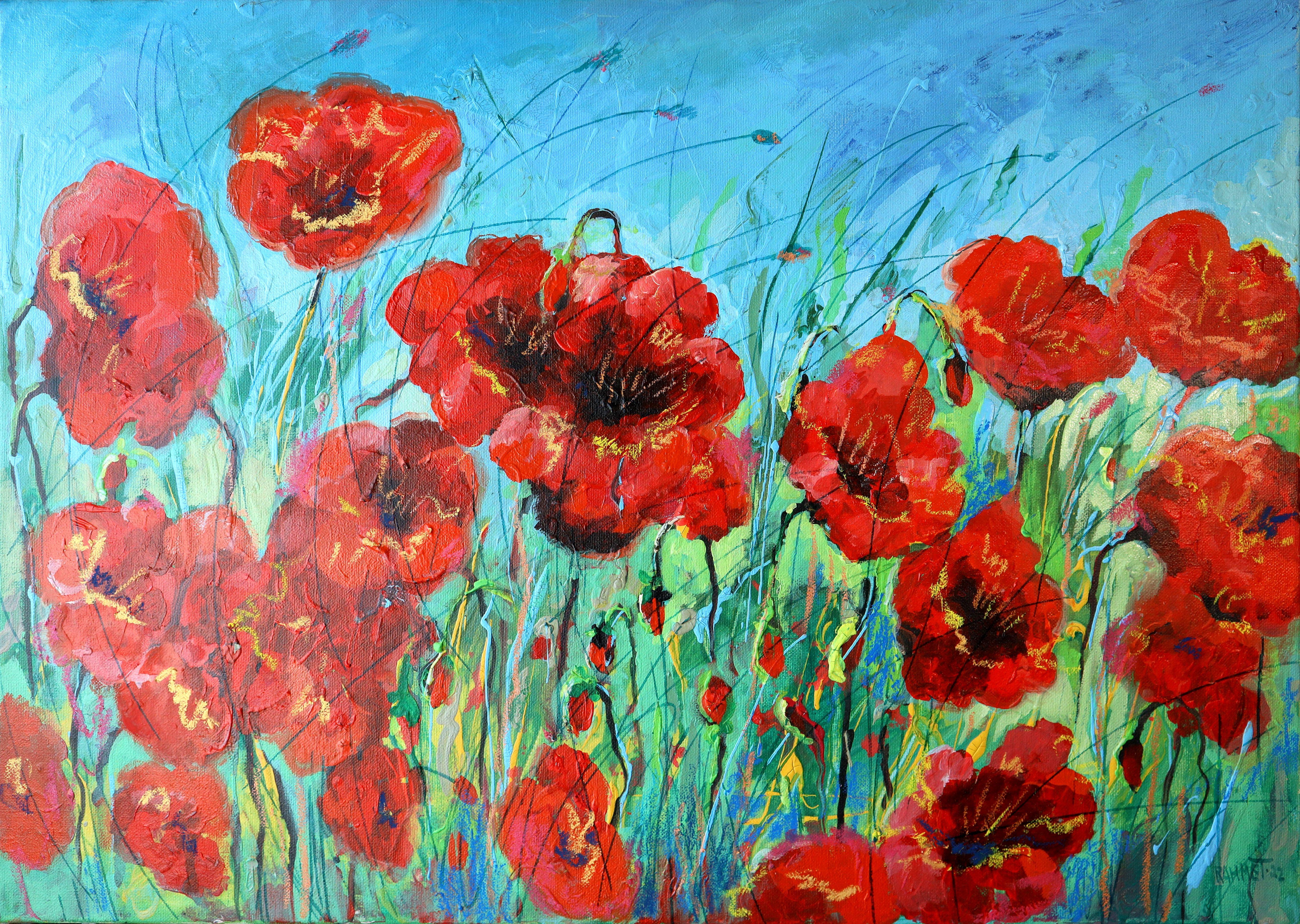 Mohnblumen Rot – Painting von RAKHMET REDZHEPOV (RAMZI)