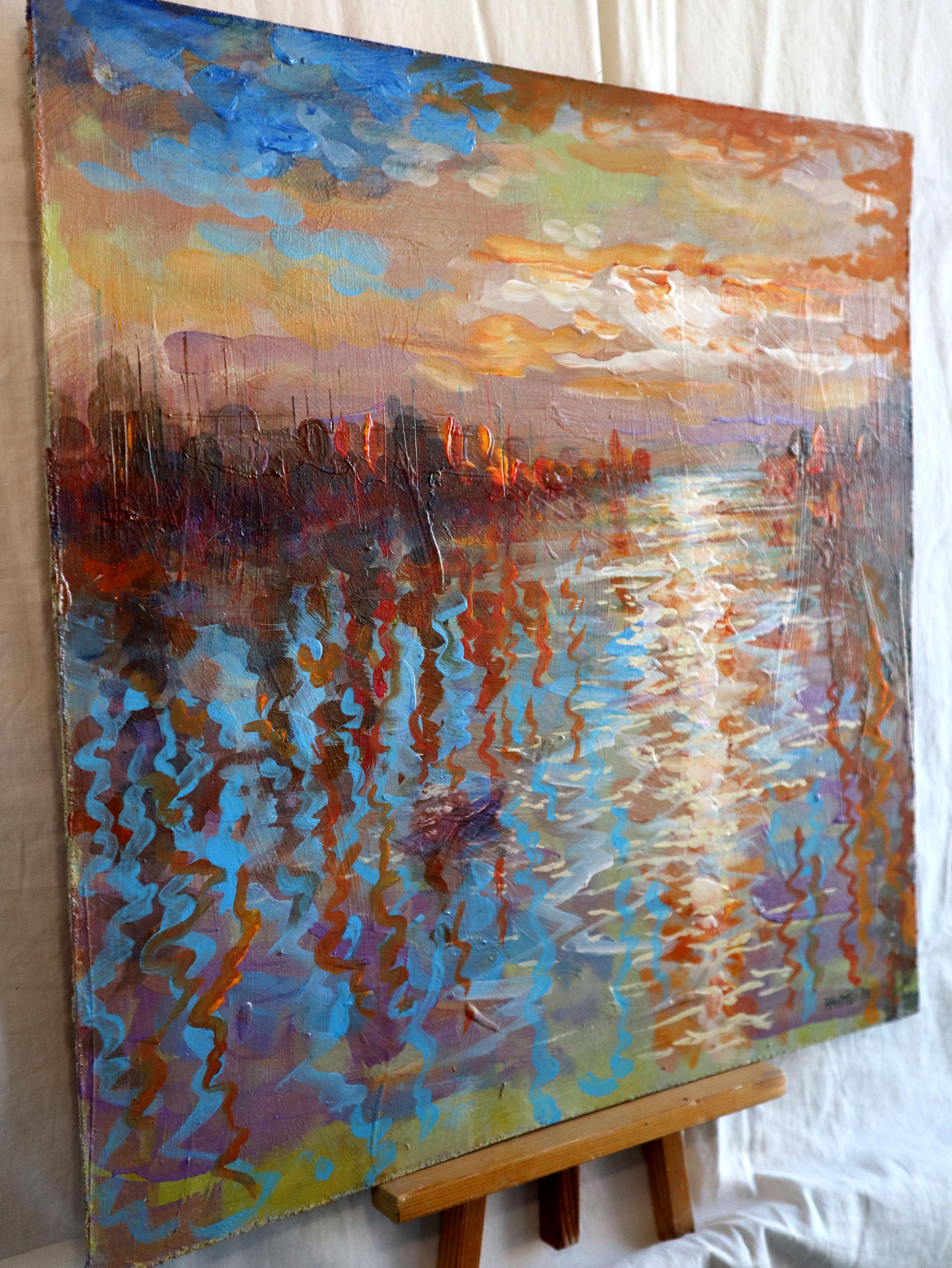 Puerto en el pueblo - Painting Impresionista de RAKHMET REDZHEPOV (RAMZI)
