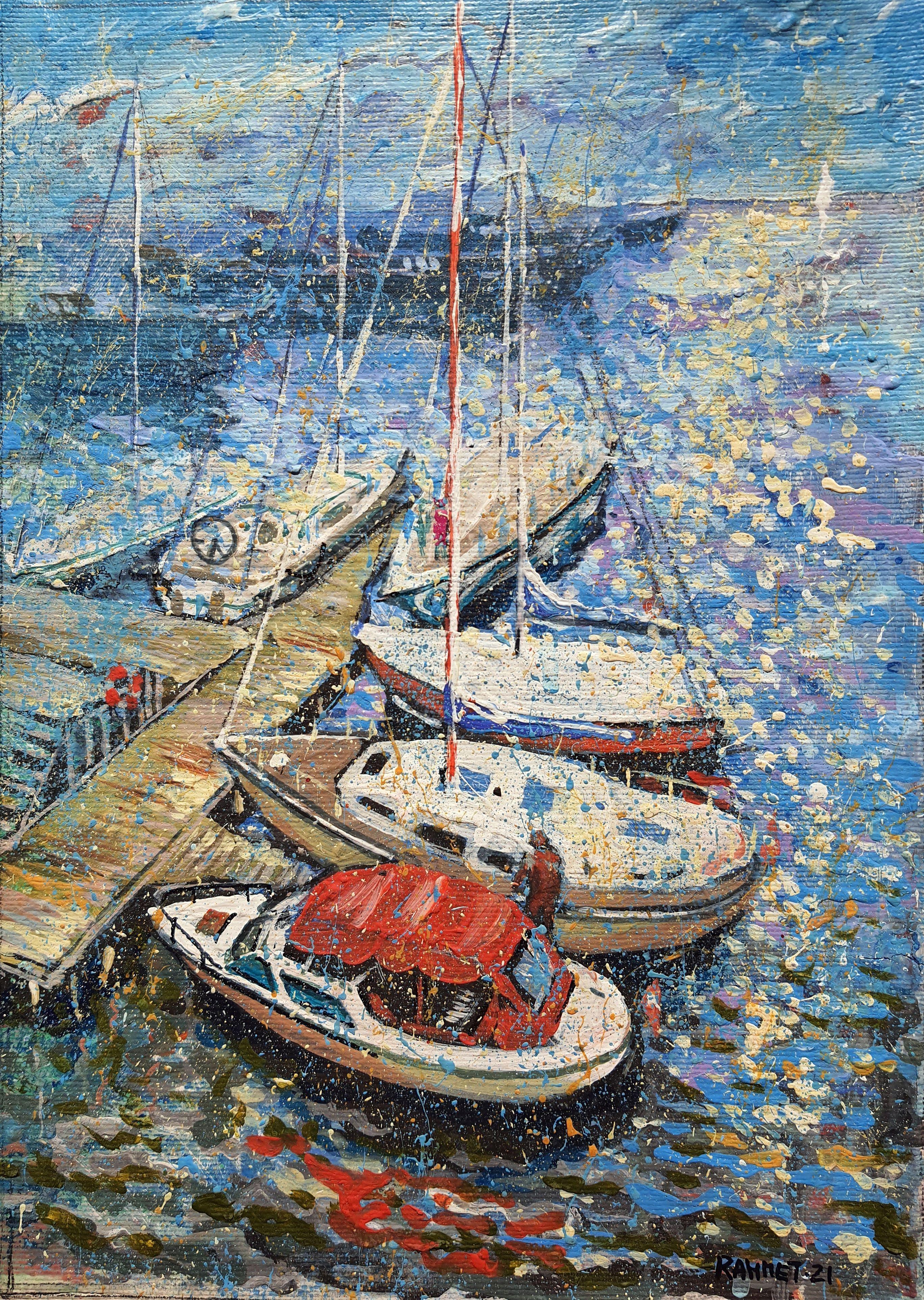 Hafen Roya 2 (Expressionismus), Painting, von RAKHMET REDZHEPOV (RAMZI)