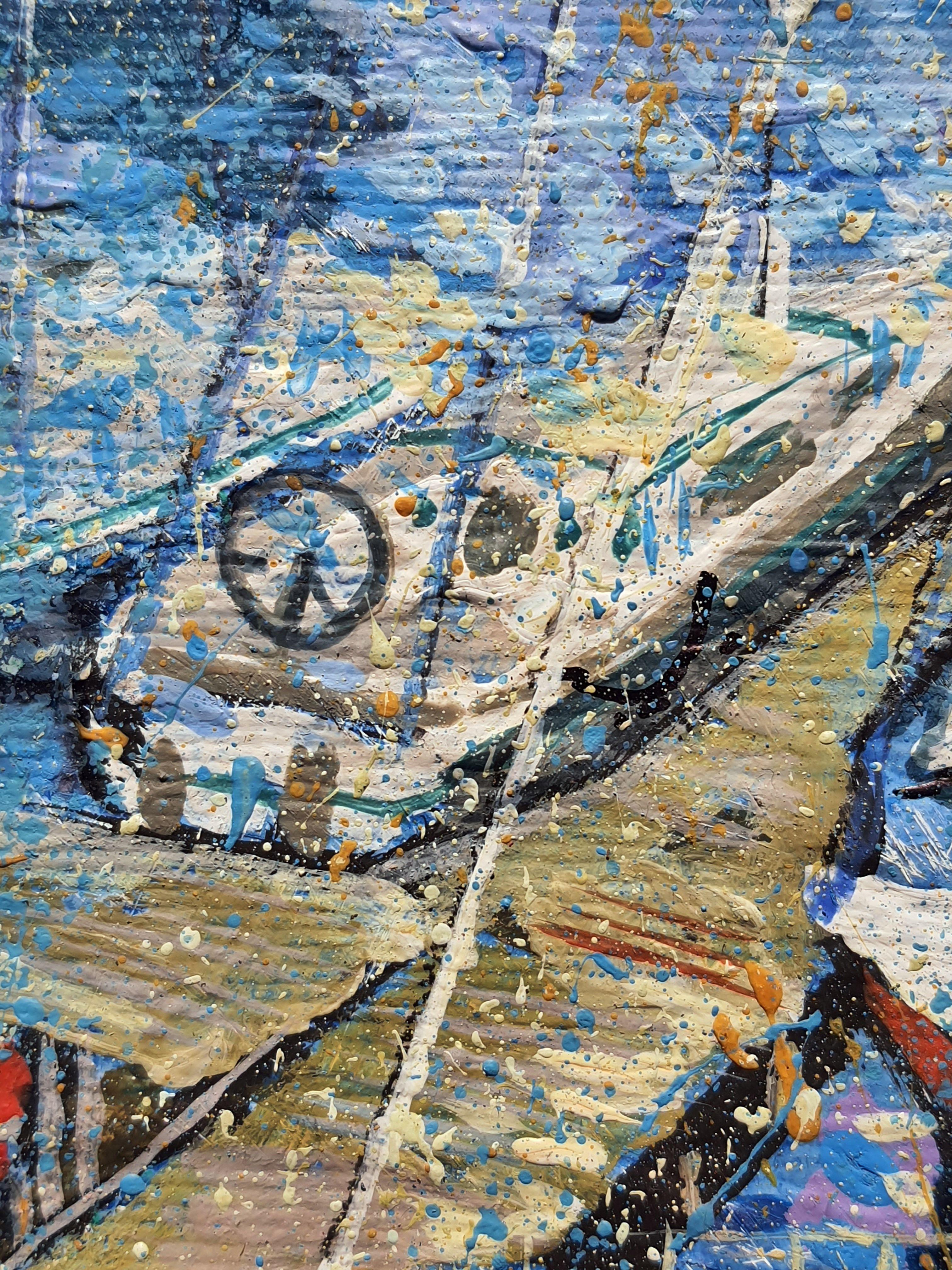 In diesem lebendigen Werk habe ich Acryl und Öl miteinander vermischt, um einem geschäftigen Yachthafen Leben einzuhauchen. Mit der Spontaneität des Expressionismus und der Faszination des Impressionismus lade ich den Betrachter auf eine sinnliche