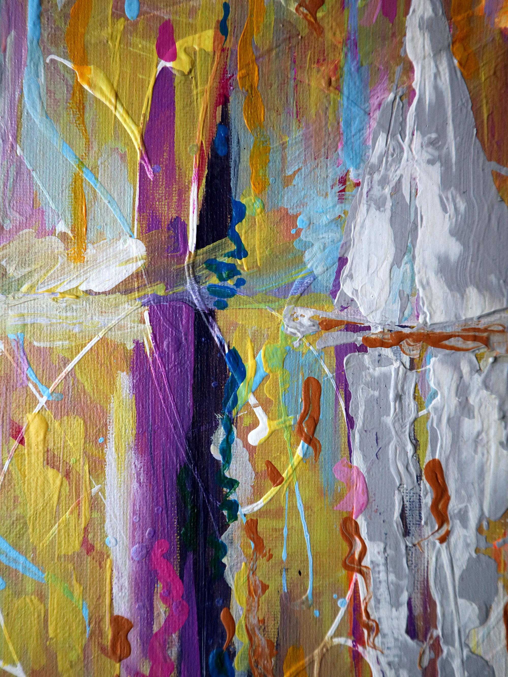 Voile pourpre - Gris Abstract Painting par RAKHMET REDZHEPOV (RAMZI)