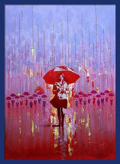 Rain Melody : Linen Canvas, Oil, acrylic 70x50 cm (19.7 x 27.5 in)