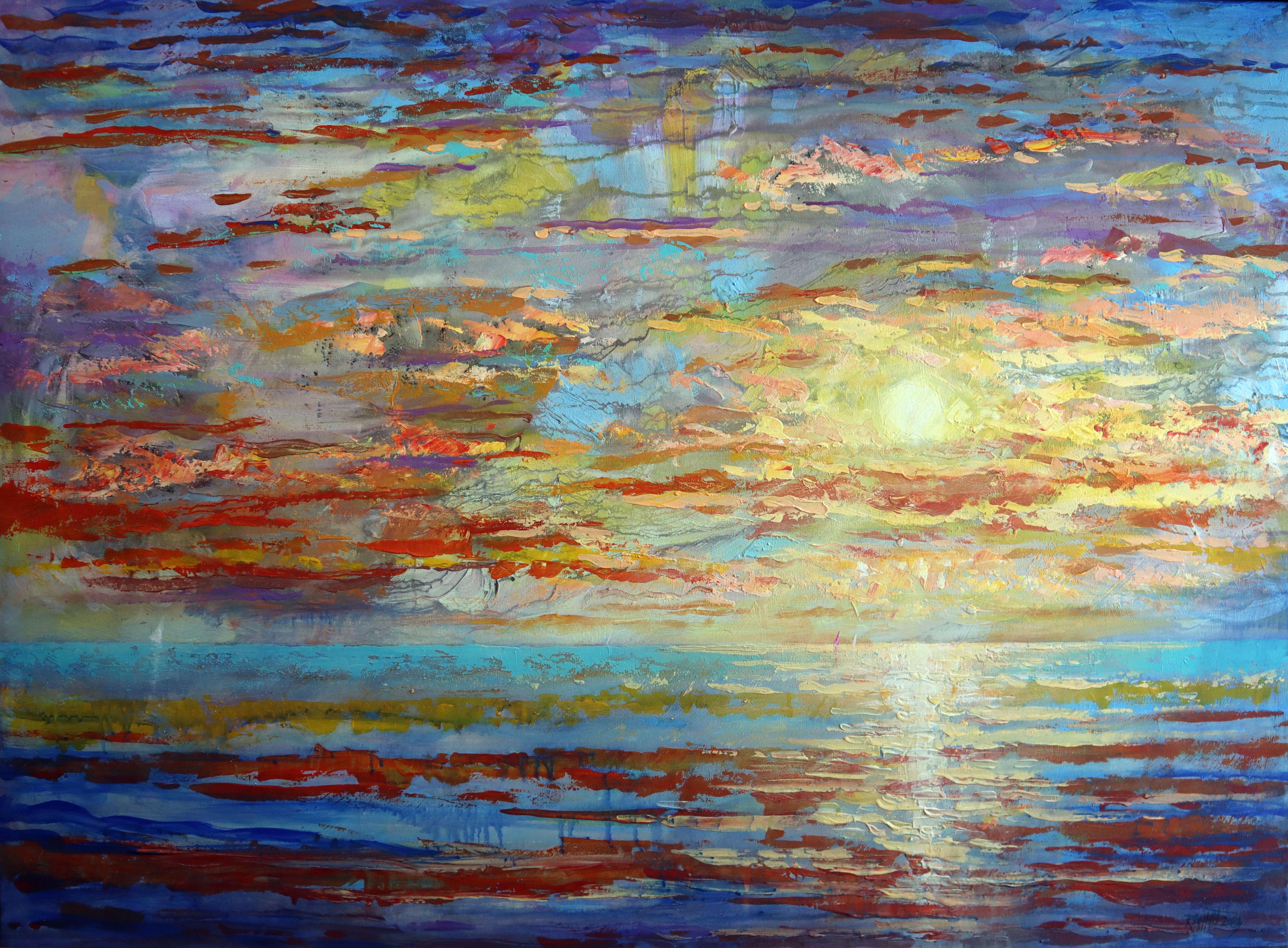 RAKHMET REDZHEPOV (RAMZI) Landscape Painting - Rain on the Horizon
