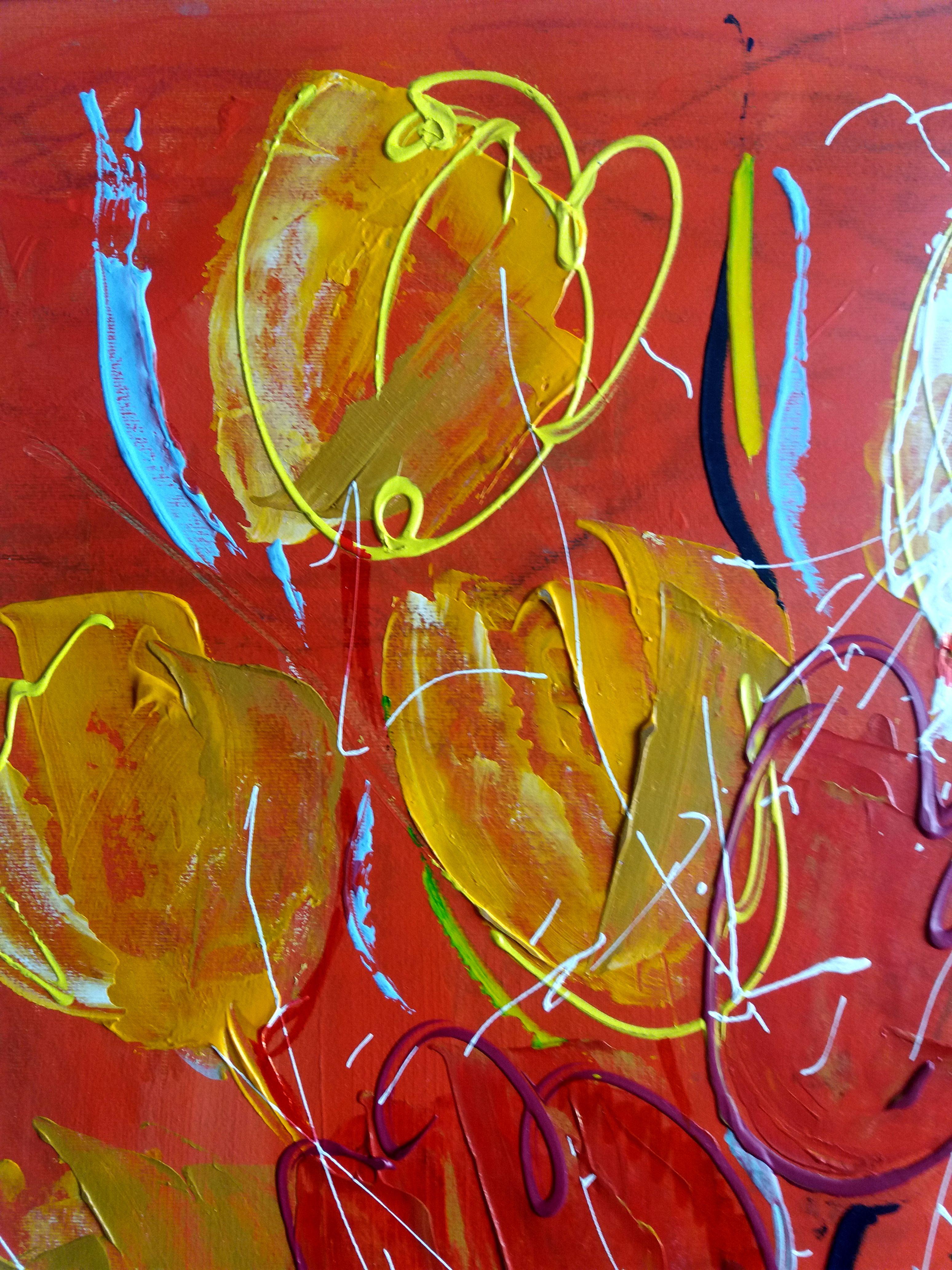 Rojo sobre rojo - Still-Life Painting Marrón de RAKHMET REDZHEPOV (RAMZI)